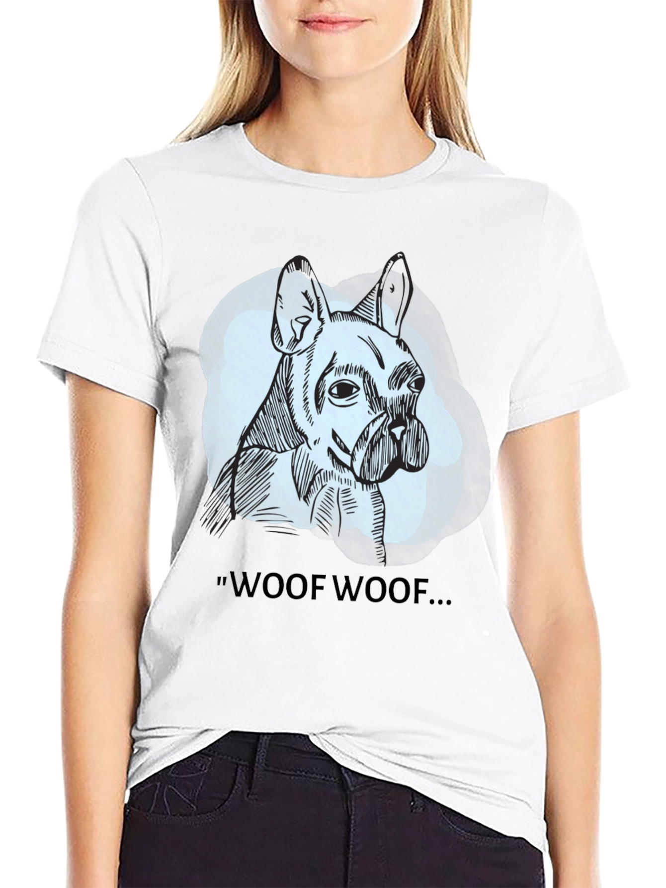 Black Woof Woof Dog Graphic Tee - Black view 9
