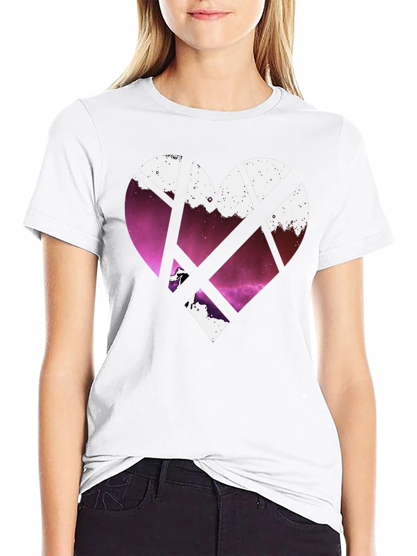 Black Heart Galaxy Graphic Tee - Black Cotton Blend view 9