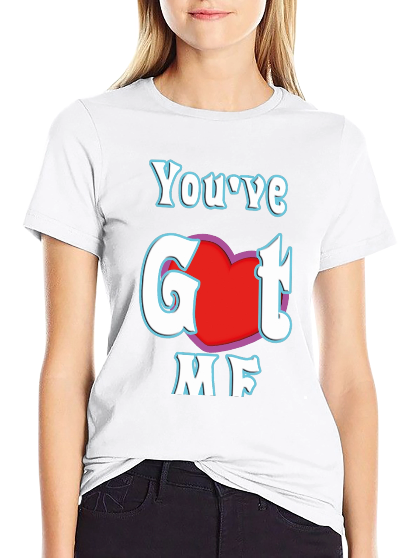 Black You've Got Me T-Shirt - Red Heart Design view 9