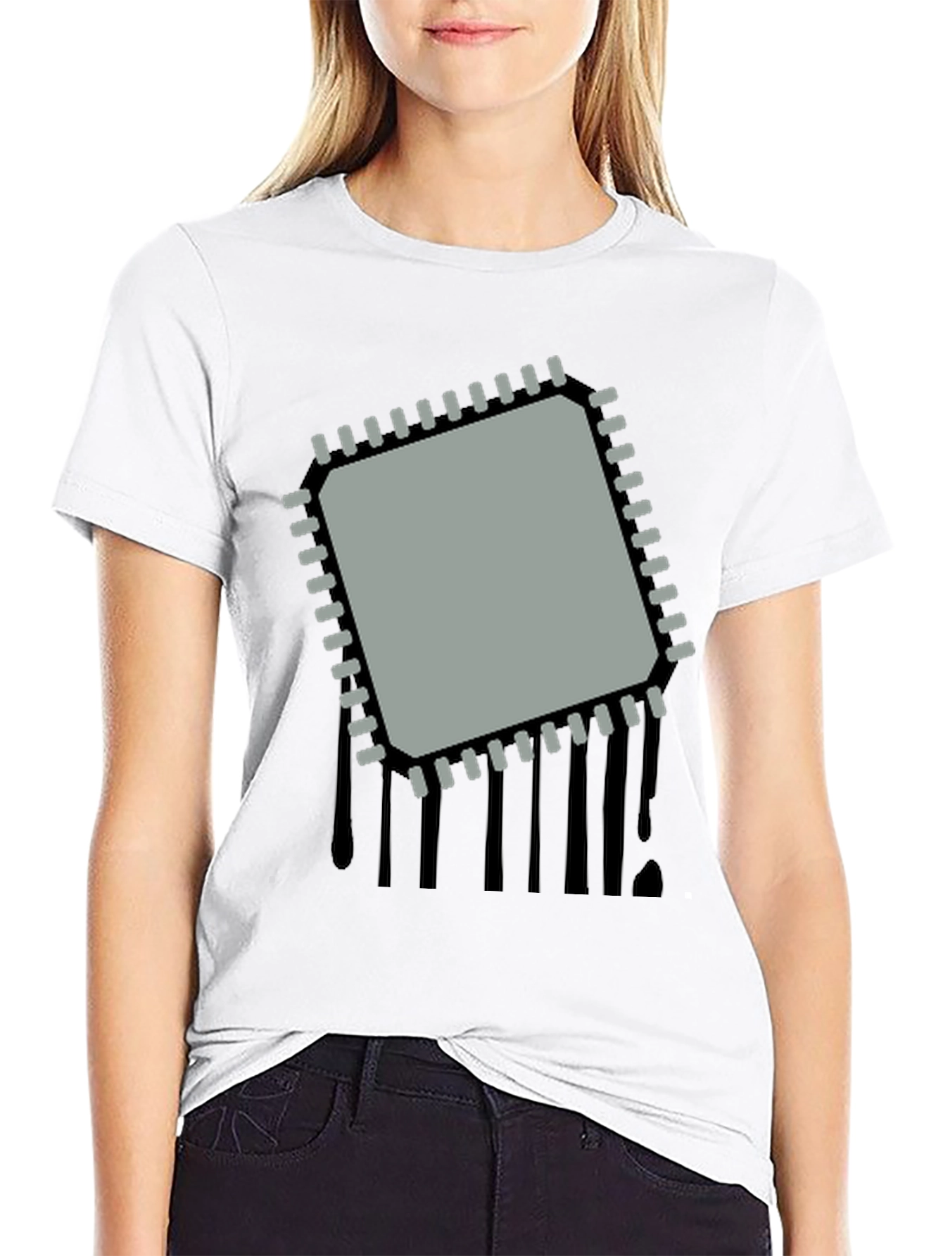 Black Tech Chip Graphic T-Shirt - Modern Geek Style view 9