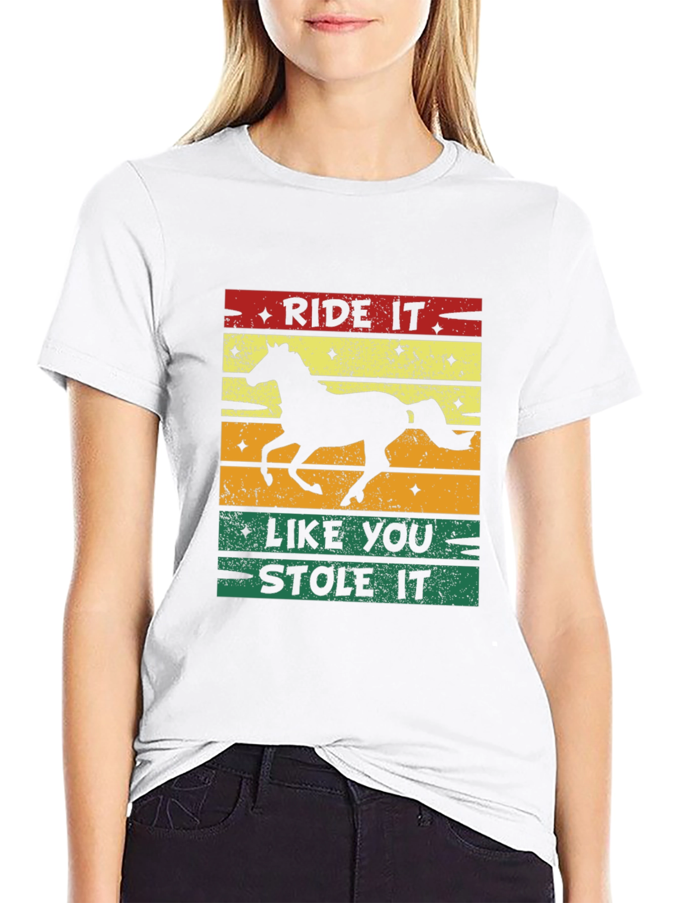 Black Ride It Like You Stole It Horse Graphic T-Shirt view 9