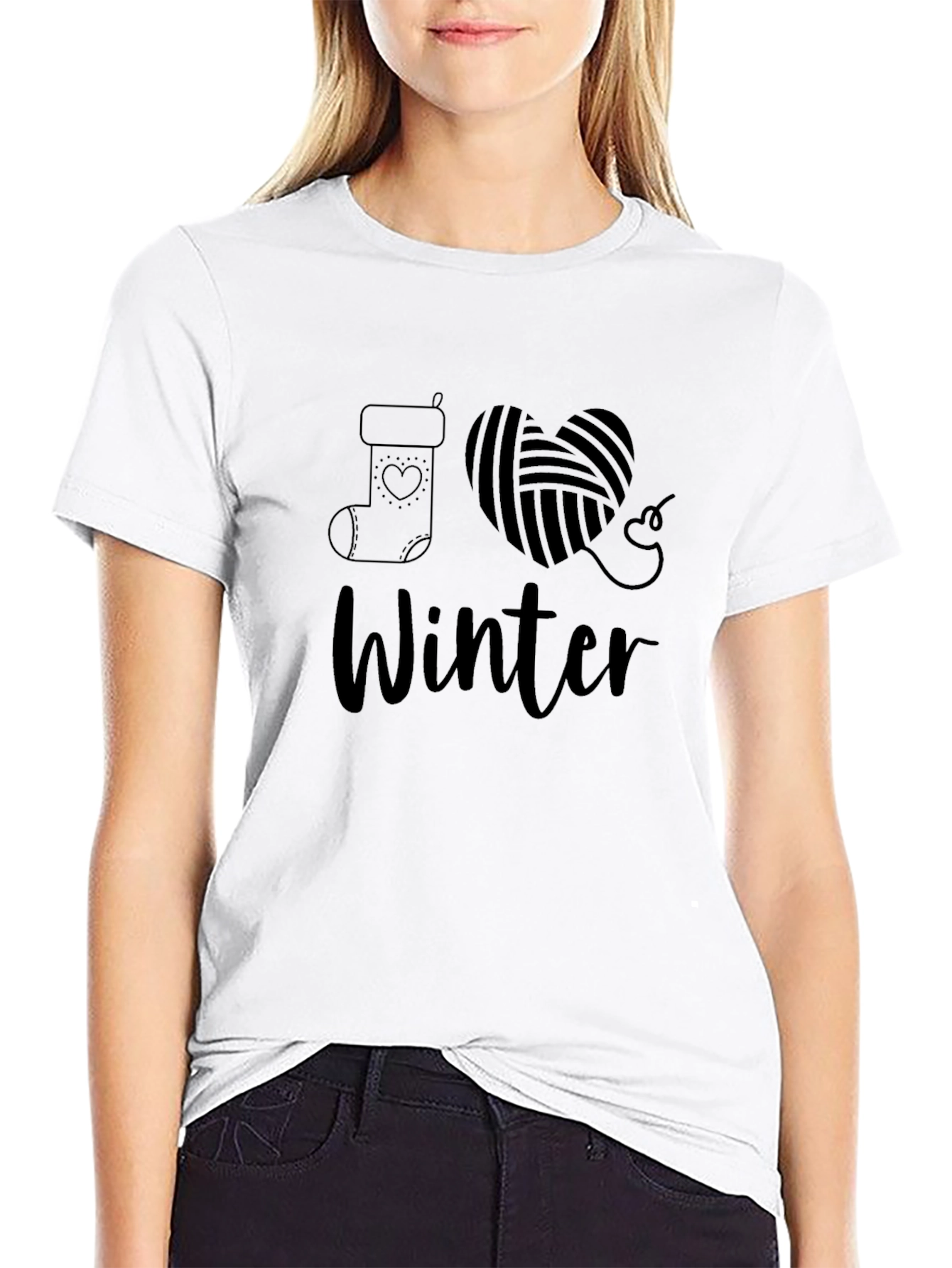 Black I Love Winter Black T-Shirt Holiday Season Apparel view 9