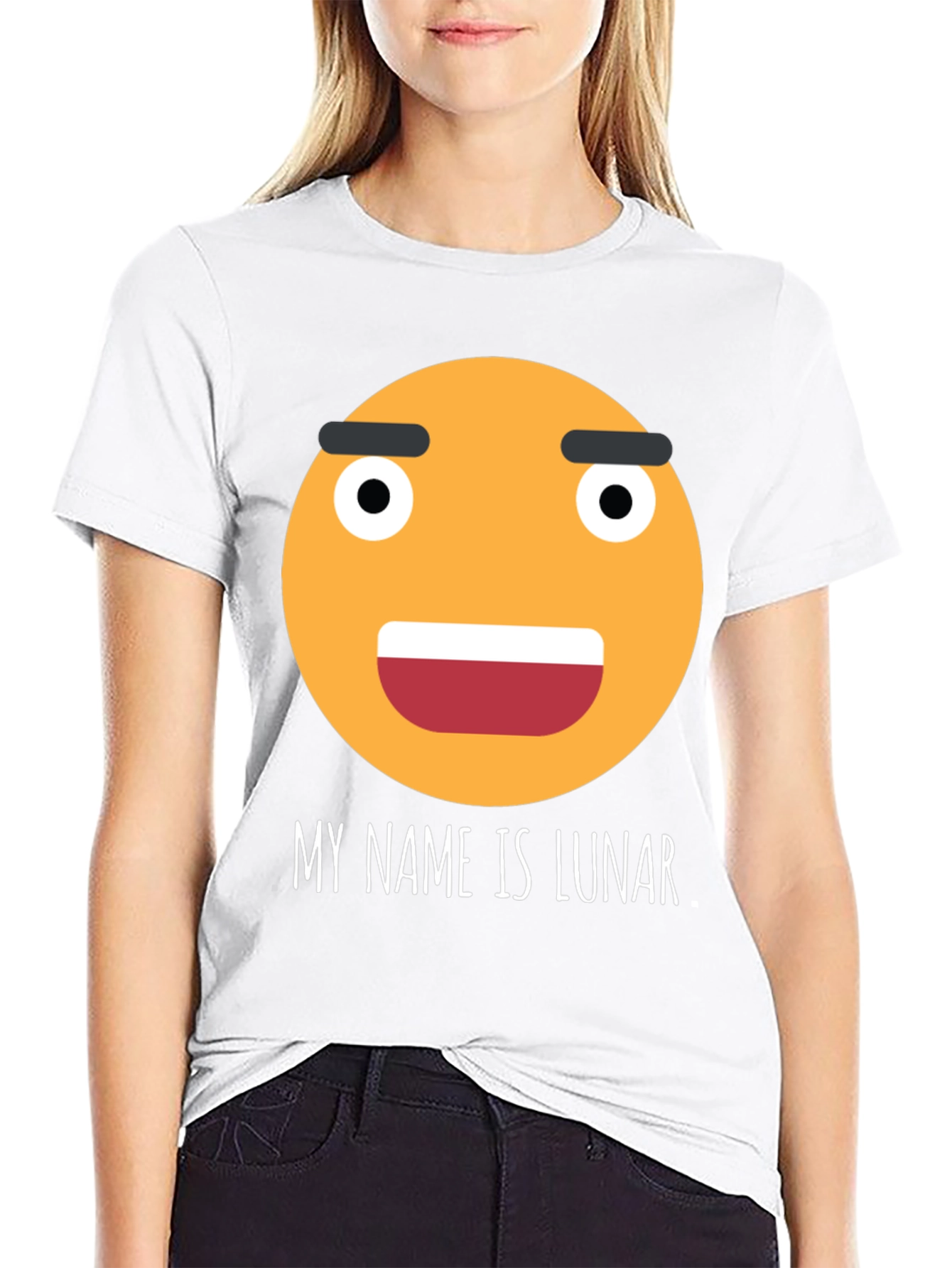Black Funny Emoji T-Shirt - My Name is Lunar view 9