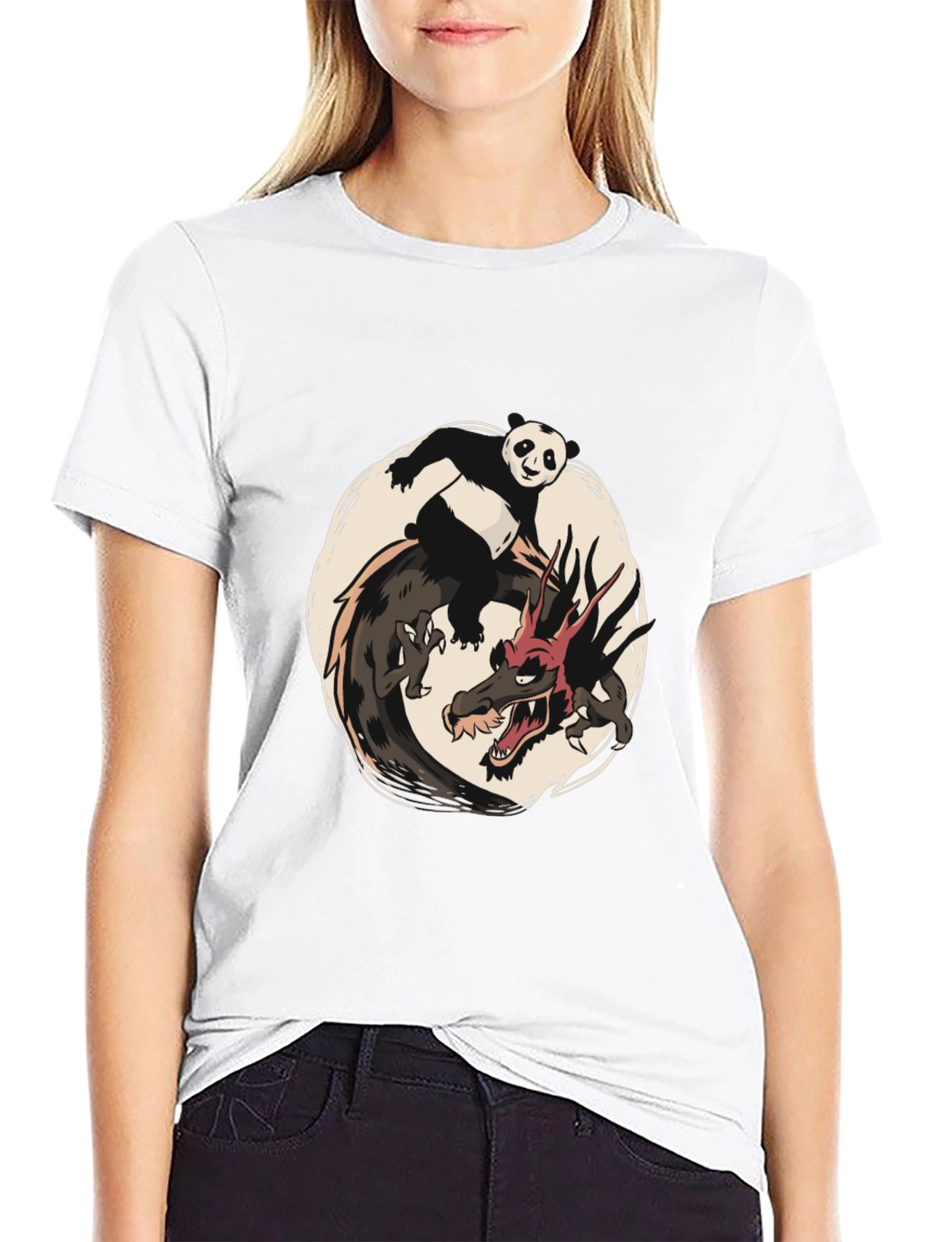 Black Panda and Dragon Graphic Tee - Unique Design view 9