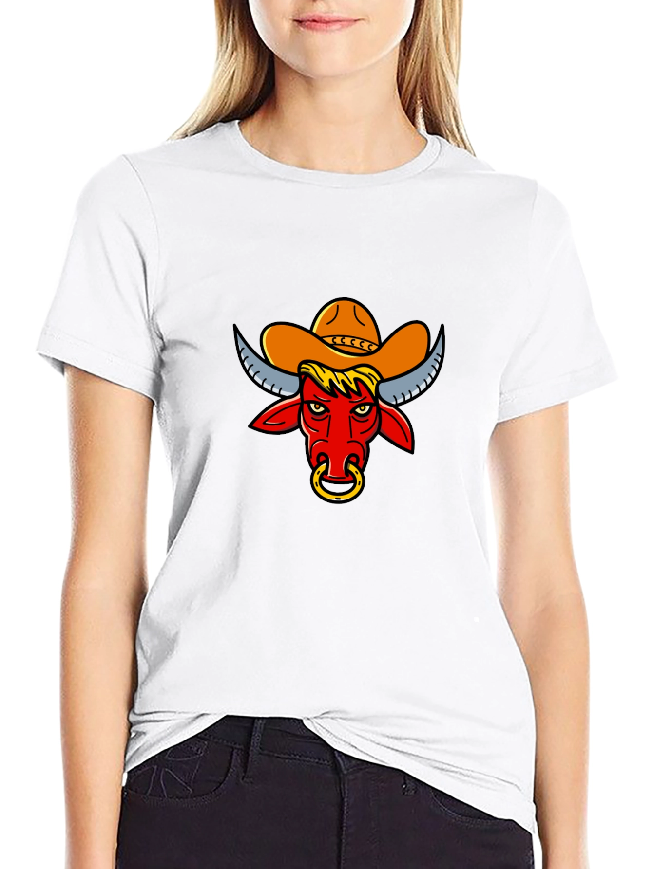 Black Cowboy Bull Graphic Tee - Black view 9