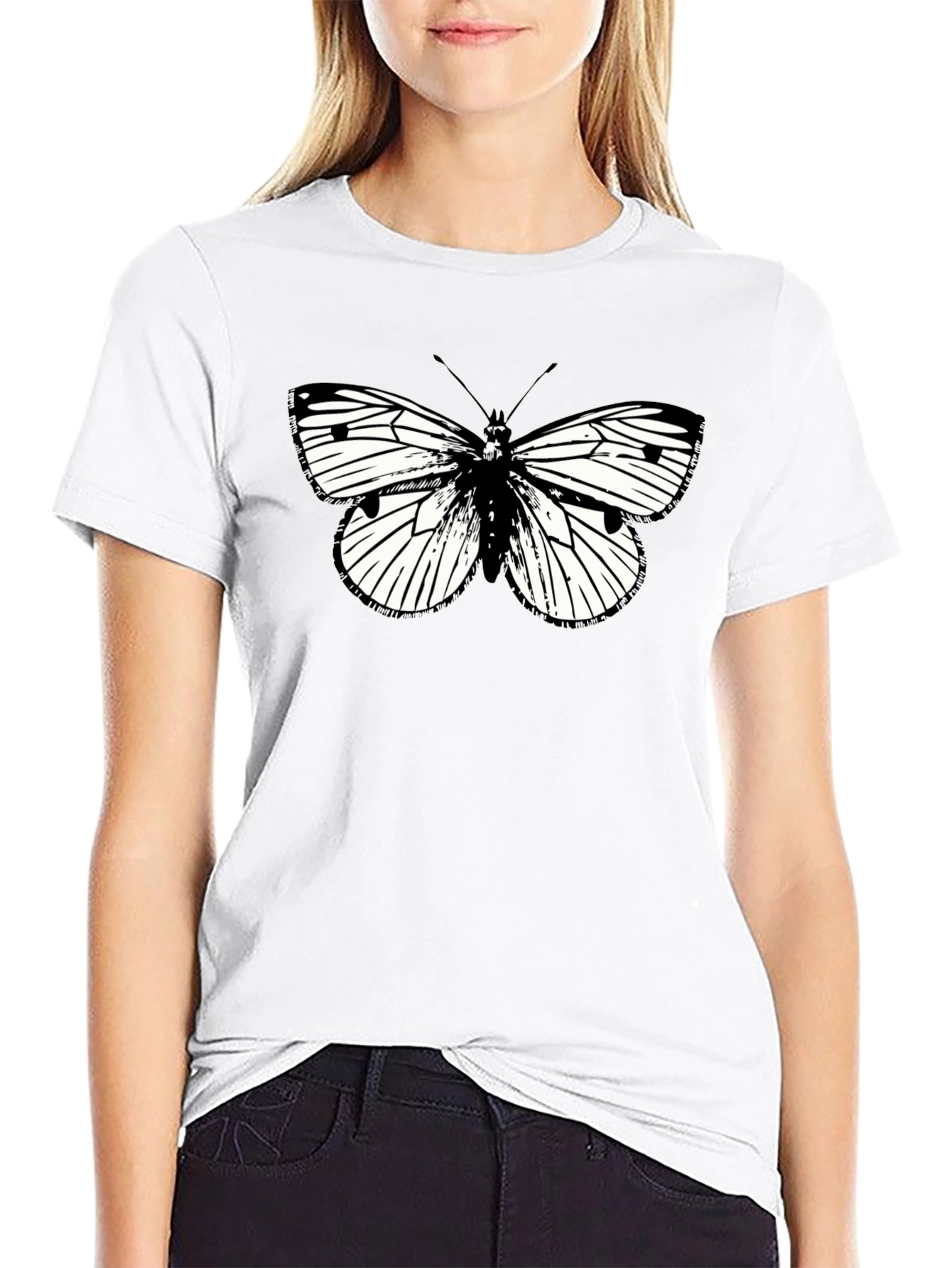 Black Butterfly Graphic Black T-Shirt view 9