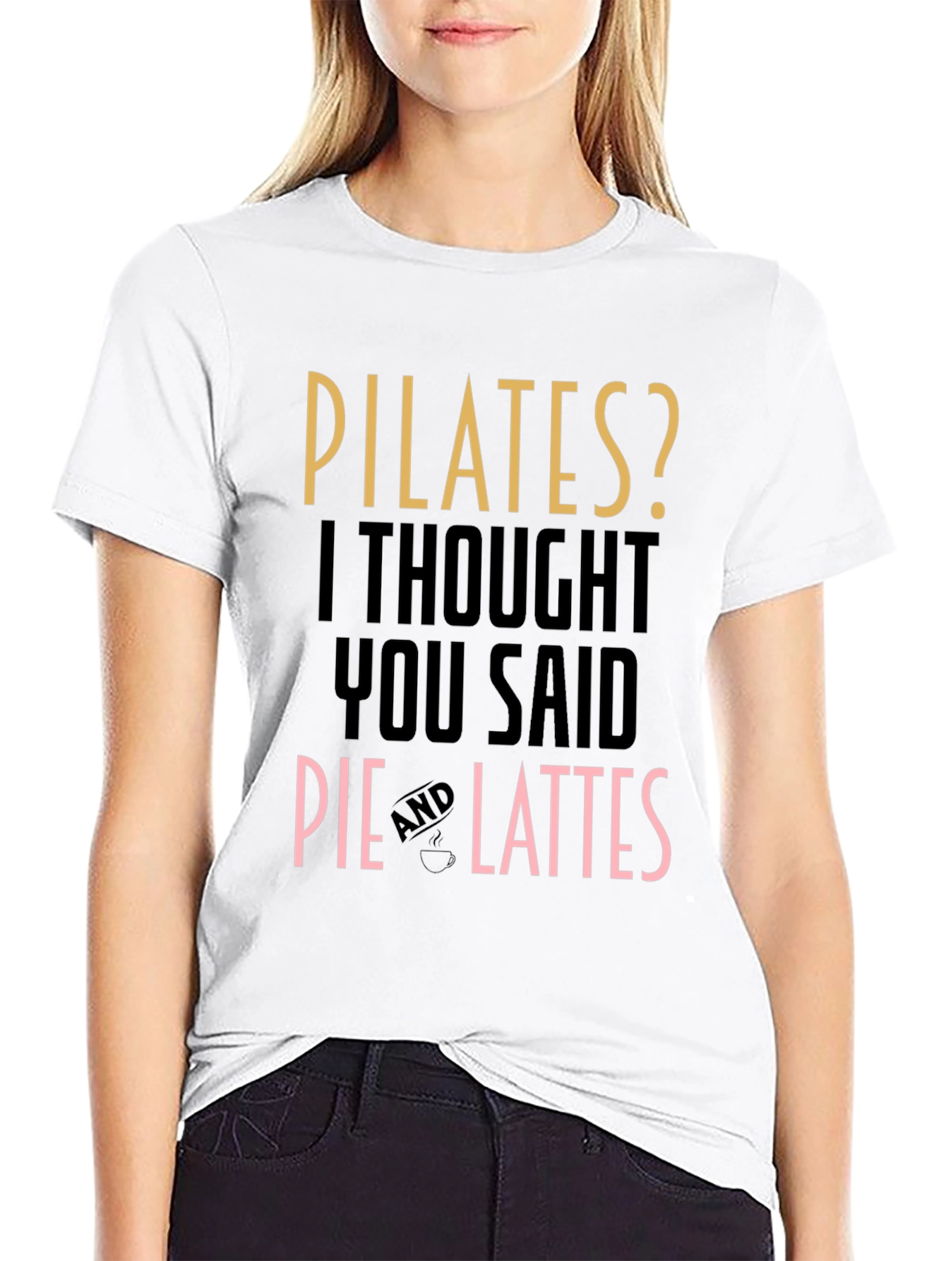 Black Pilates? Pie and Lattes Funny T-Shirt view 9