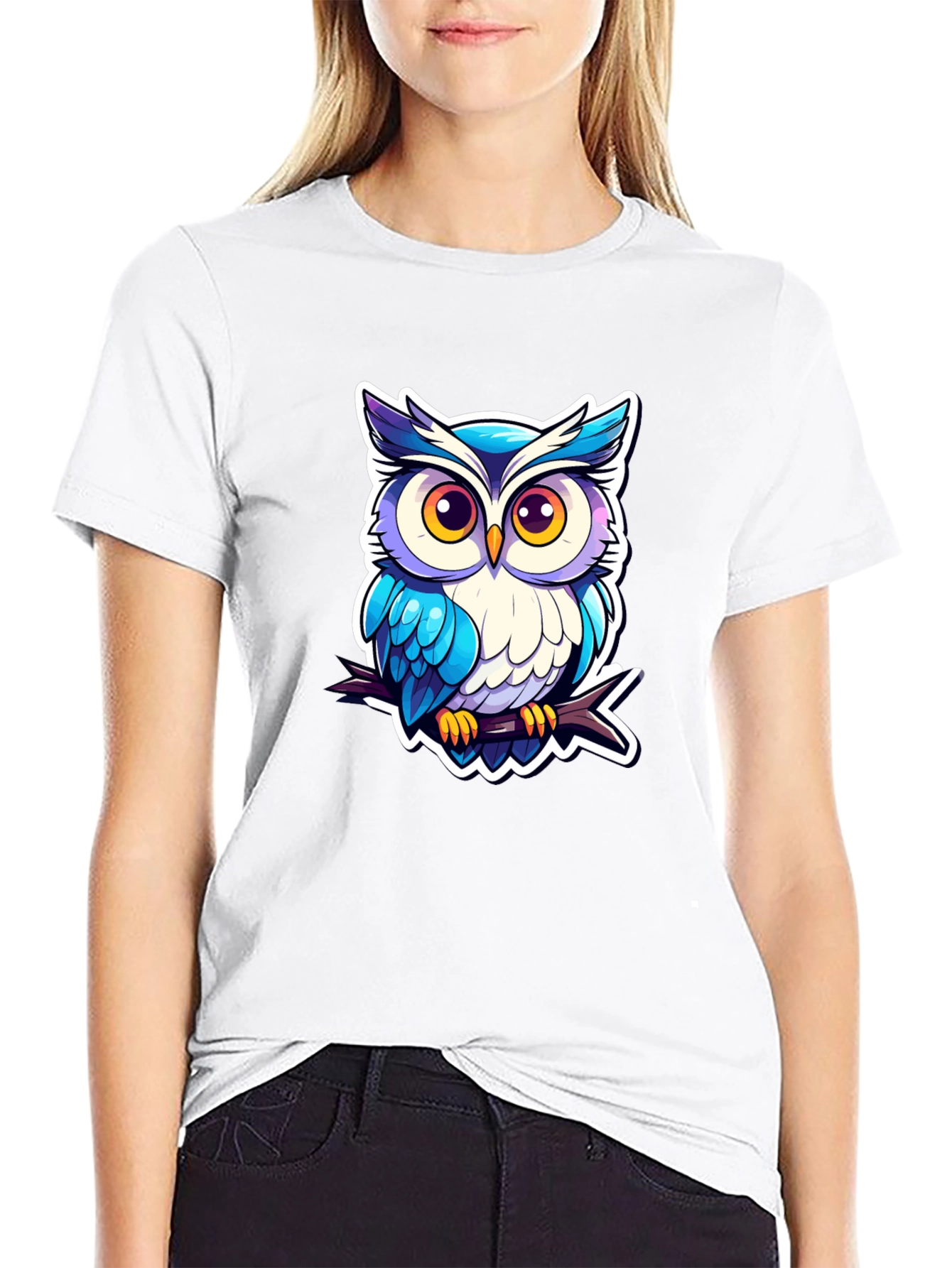 Black Cool Owl Graphic Tee - Unique Design! view 9
