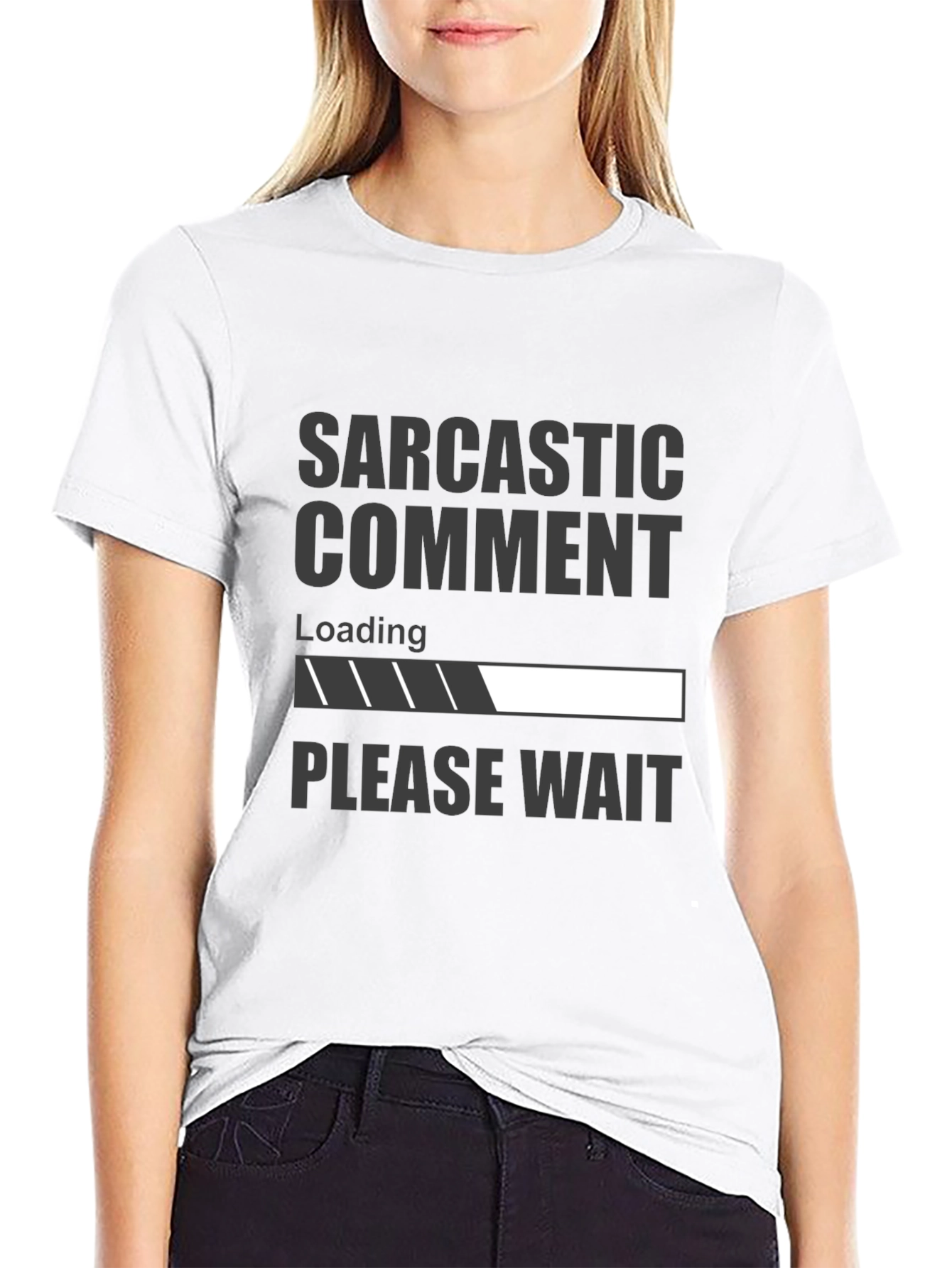 Black Sarcastic Comment Loading Funny Graphic T-Shirt view 9