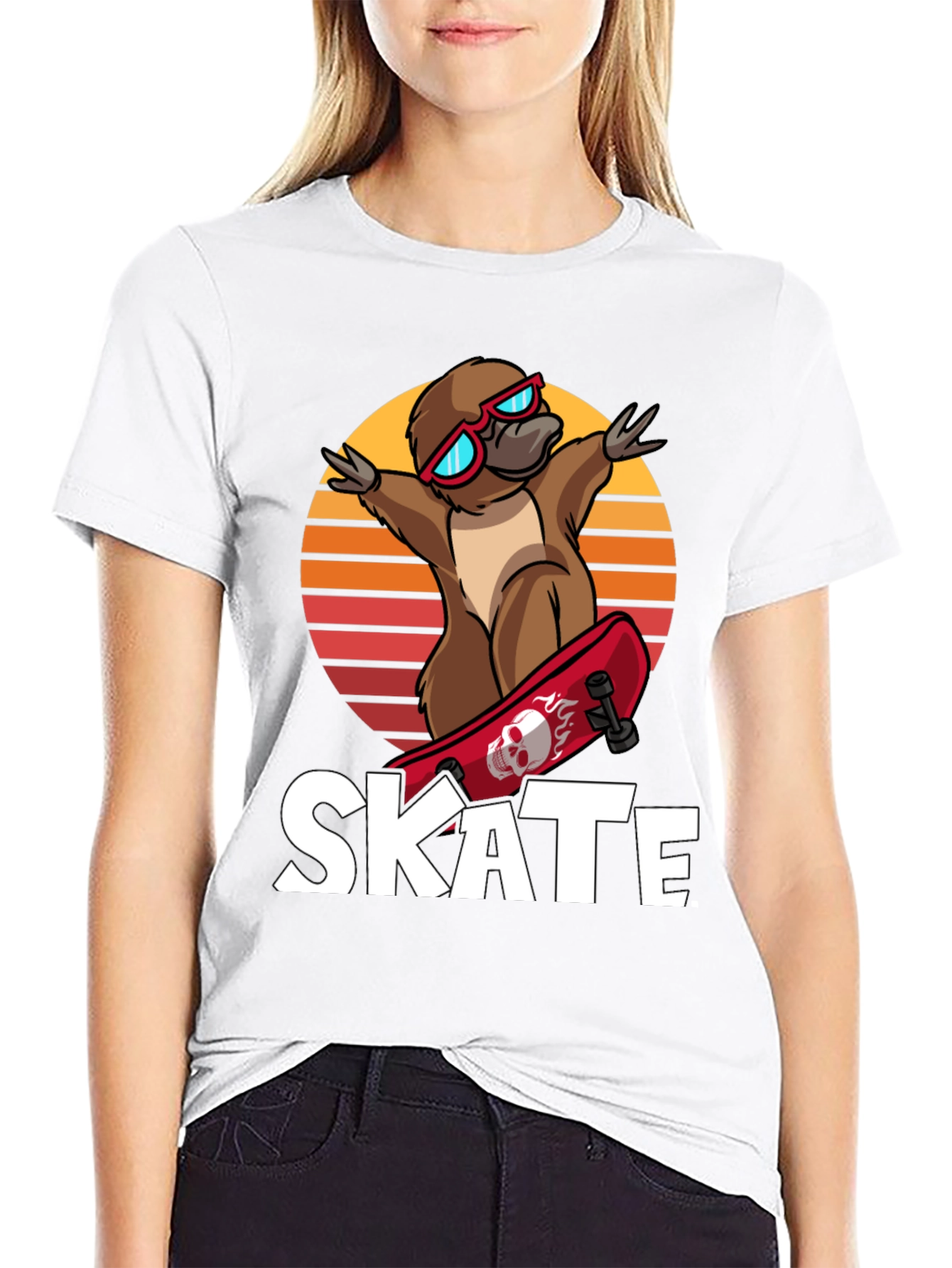 Black Skateboarding Platypus T-Shirt - Cool Graphic Tee view 9