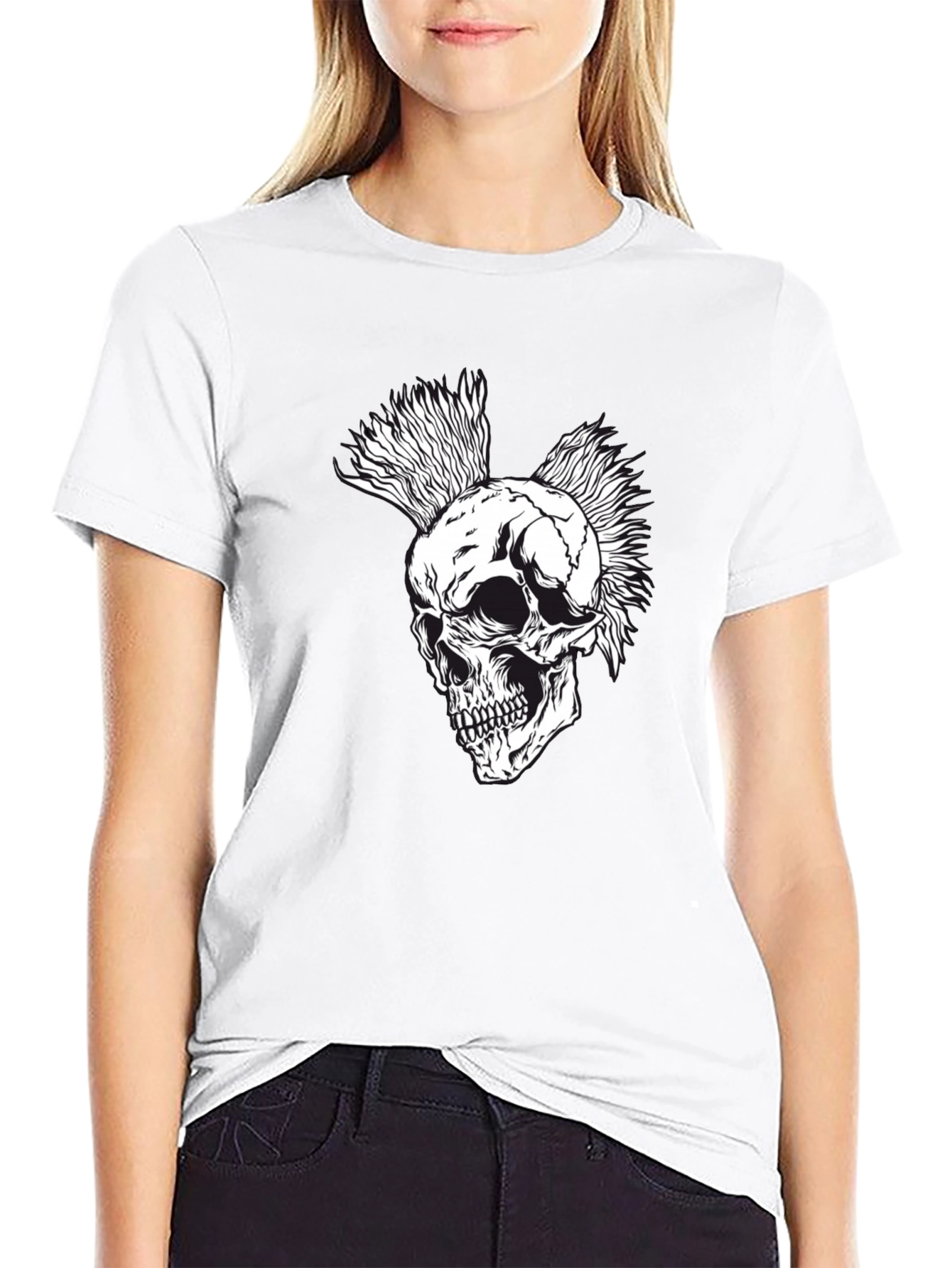Black Punk Rock Skull T-Shirt - Black view 9