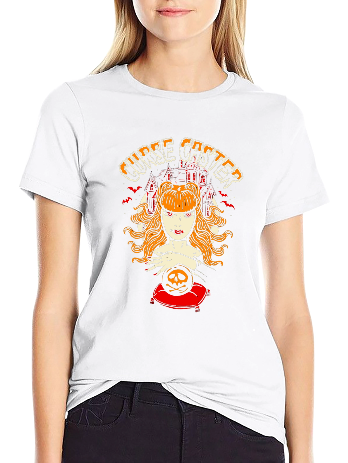 Black Curse Caster Graphic T-Shirt - Halloween Witch Tee view 9