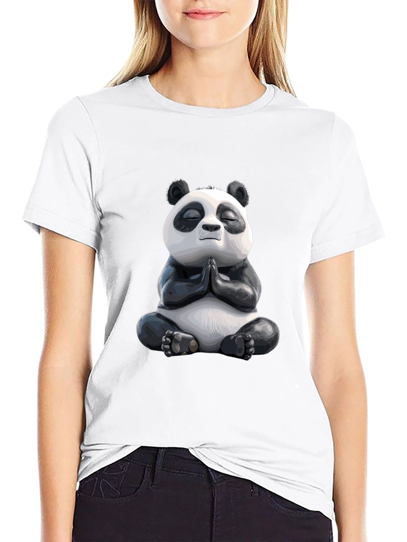 Black Meditating Panda Graphic Tee - Zen Vibes view 9
