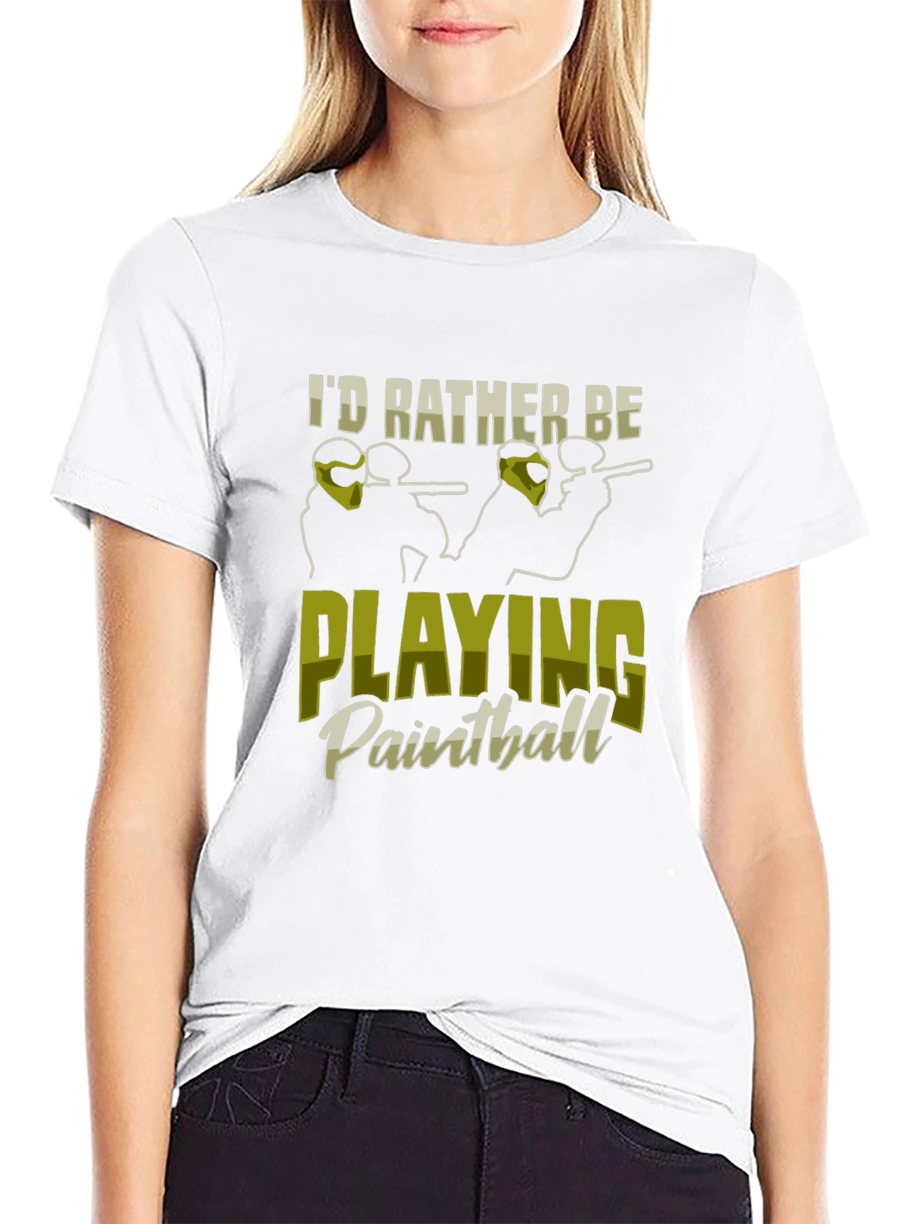 Black I'd Rather Be Playing Paintball Black T-Shirt view 9