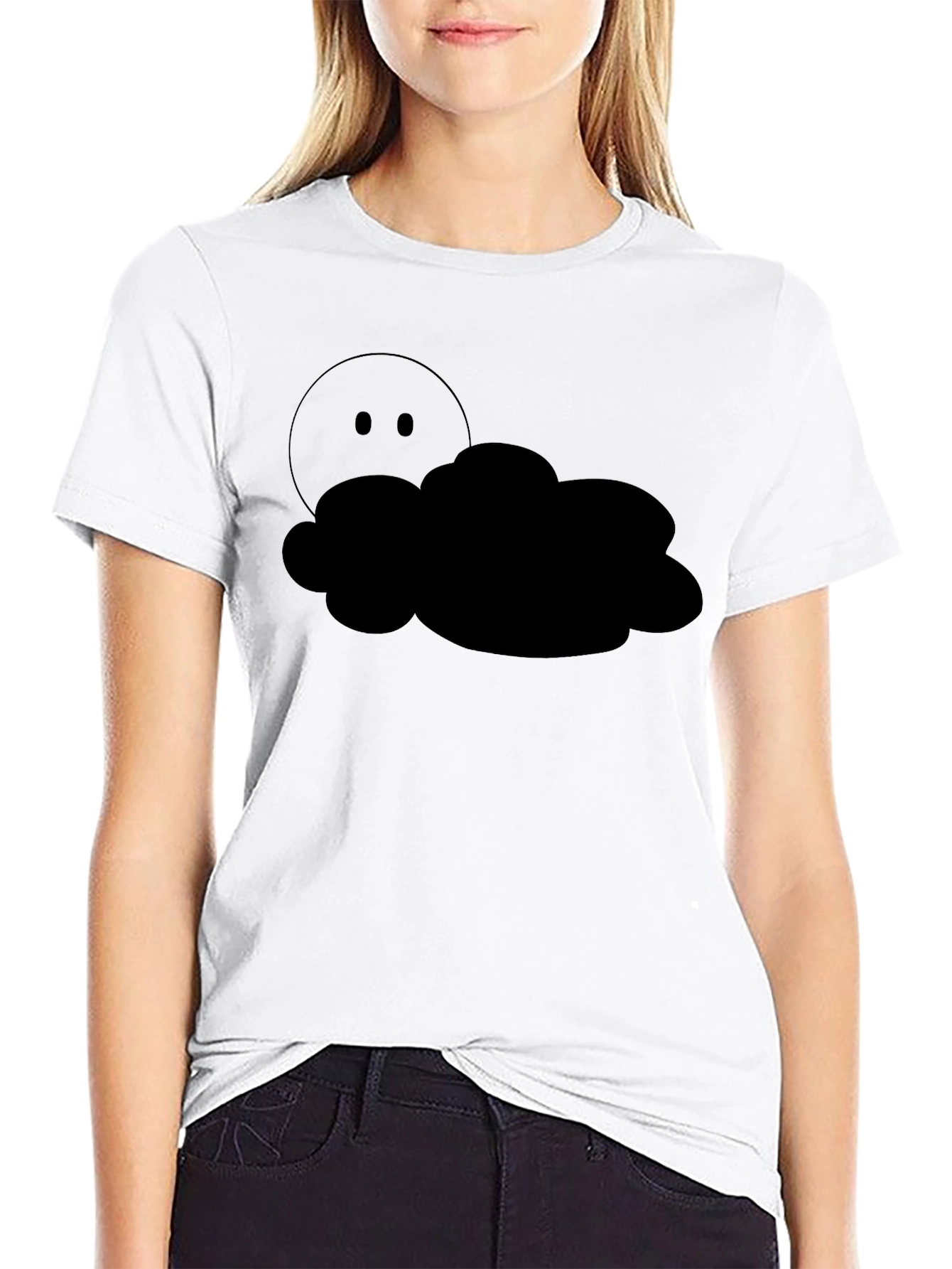 Black Cloudy Hideaway Graphic Tee - Black Cotton Comfort view 9