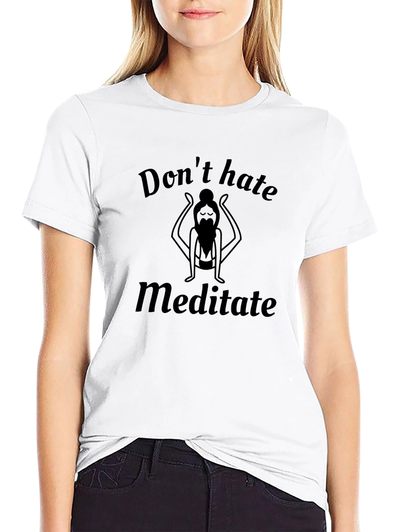 Black Don't Hate Meditate Men's Black T-Shirt view 9