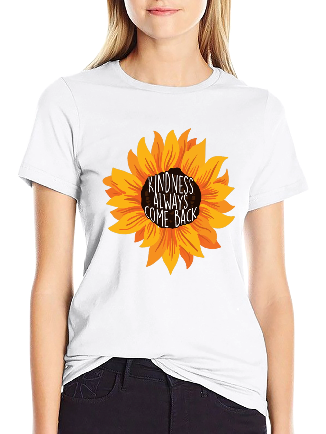 Black Kindness Always Come Back Sunflower T-Shirt view 9