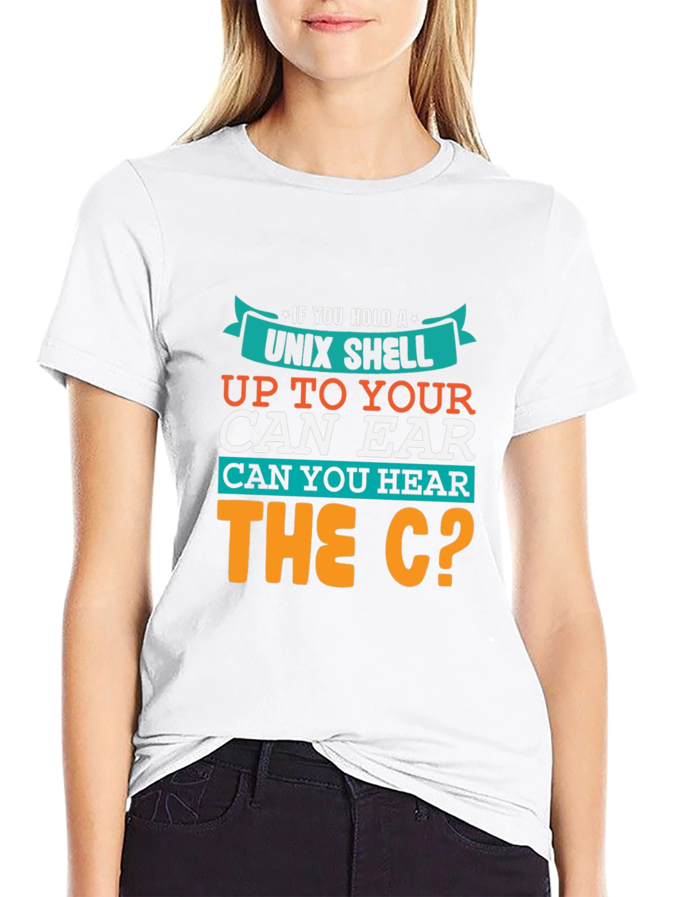 Black Unix Shell Programmer T-Shirt - 'Hear the C?' Fun Geek Tee view 9