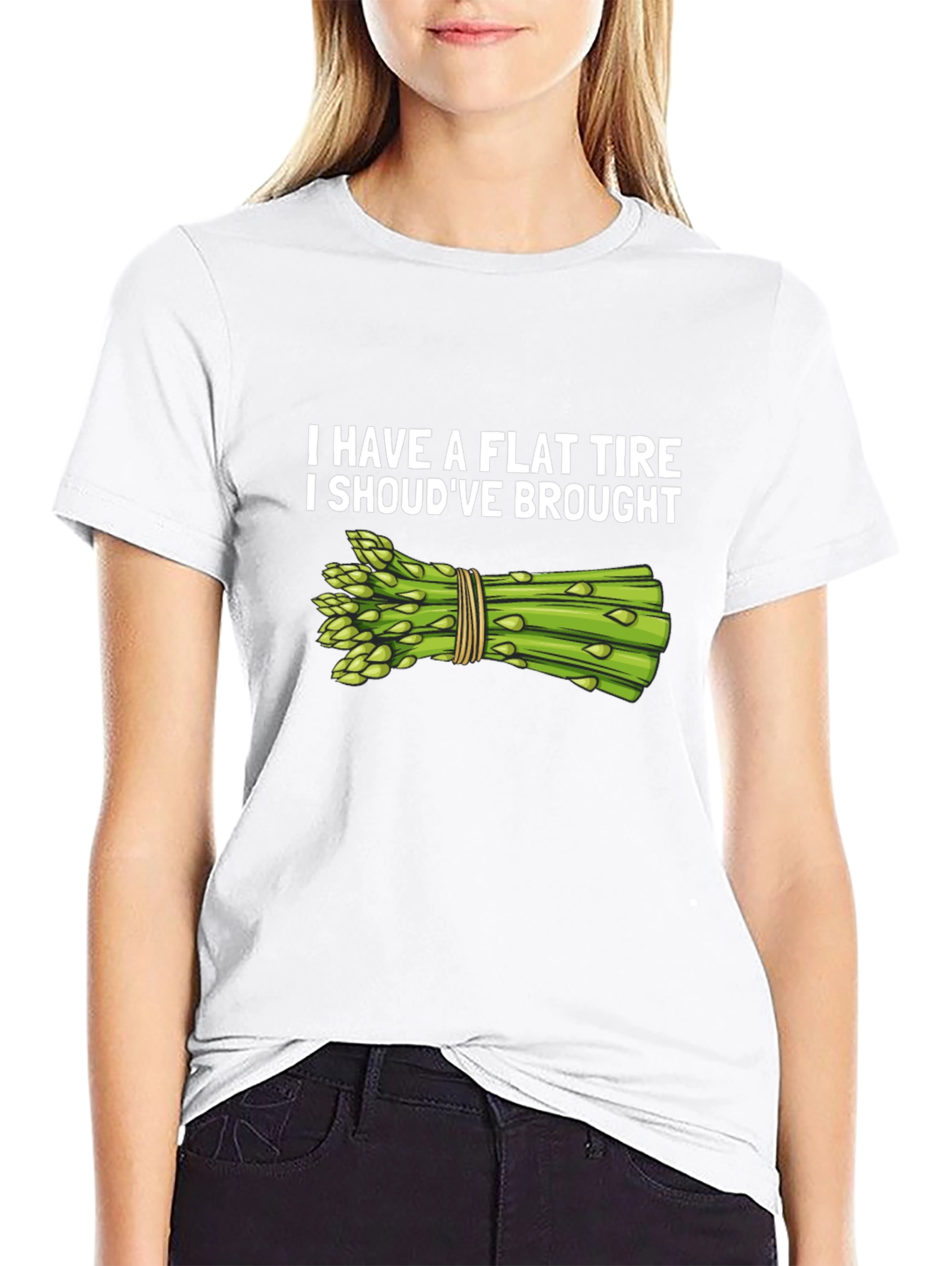 Black Flat Tire Asparagus Humor T-Shirt view 9