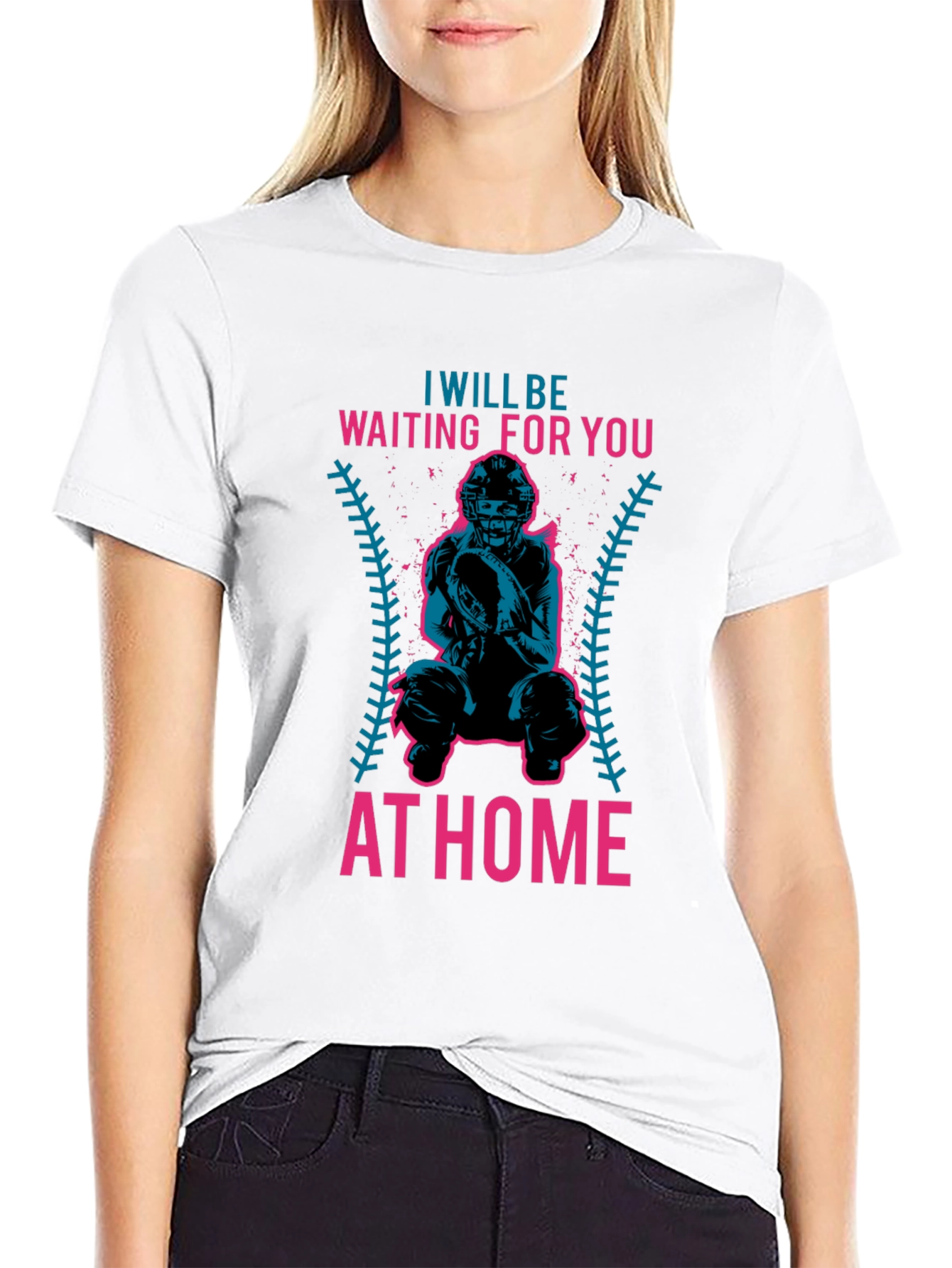Black Waiting For You At Home Baseball T-Shirt view 9