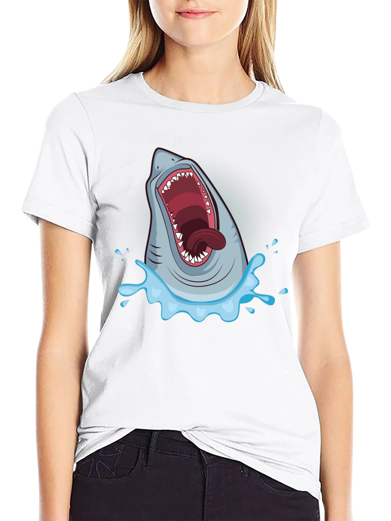 Black Shark Attack Graphic Tee - Men's Black T-Shirt view 9