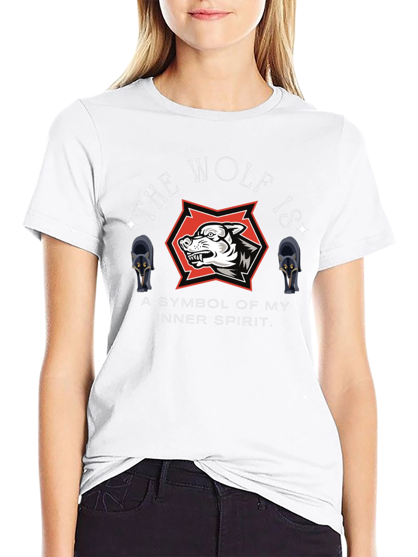 Black The Wolf Is My Inner Spirit Graphic T-Shirt view 9