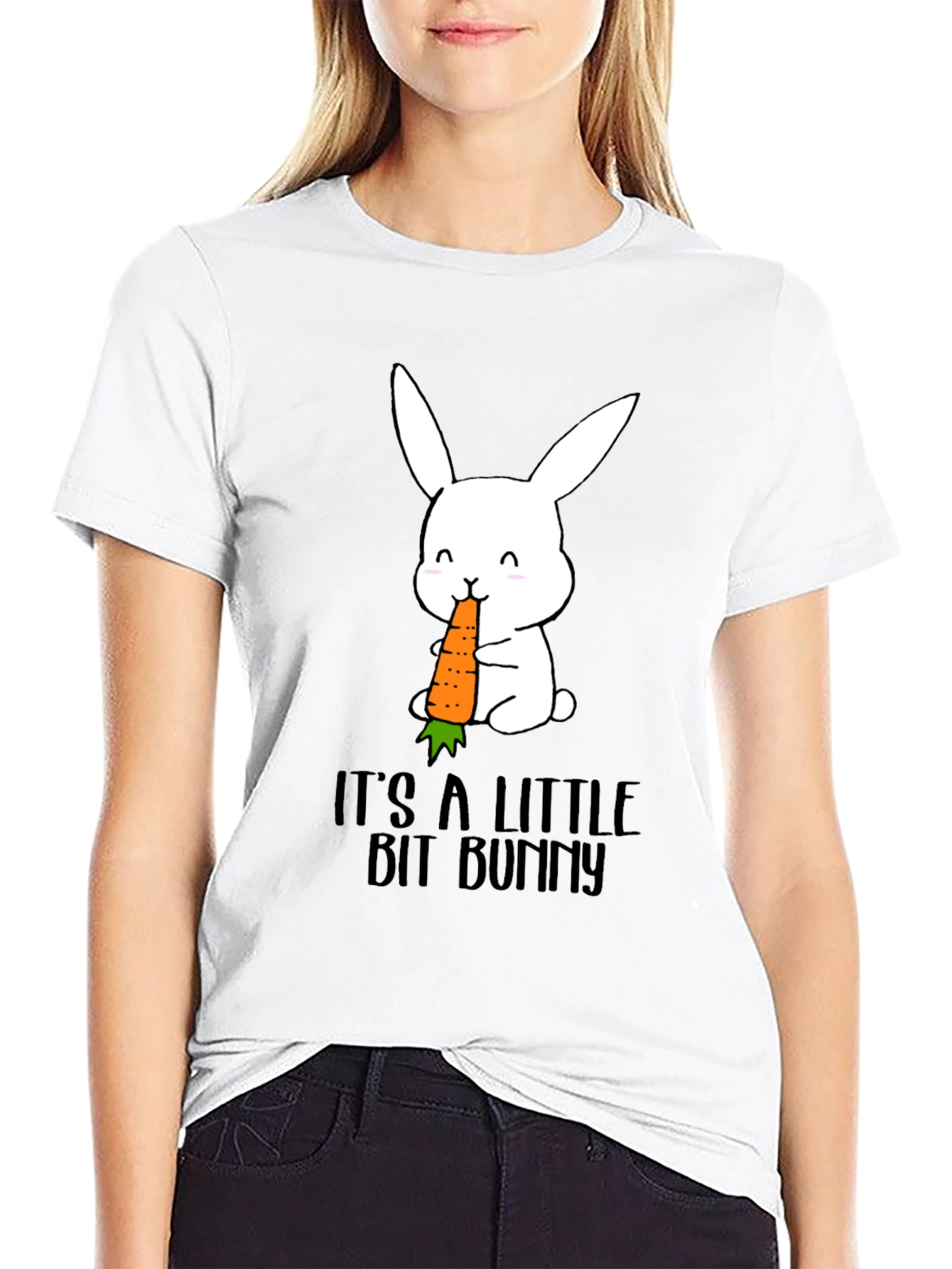 Black It's A Little Bit Bunny T-Shirt view 9