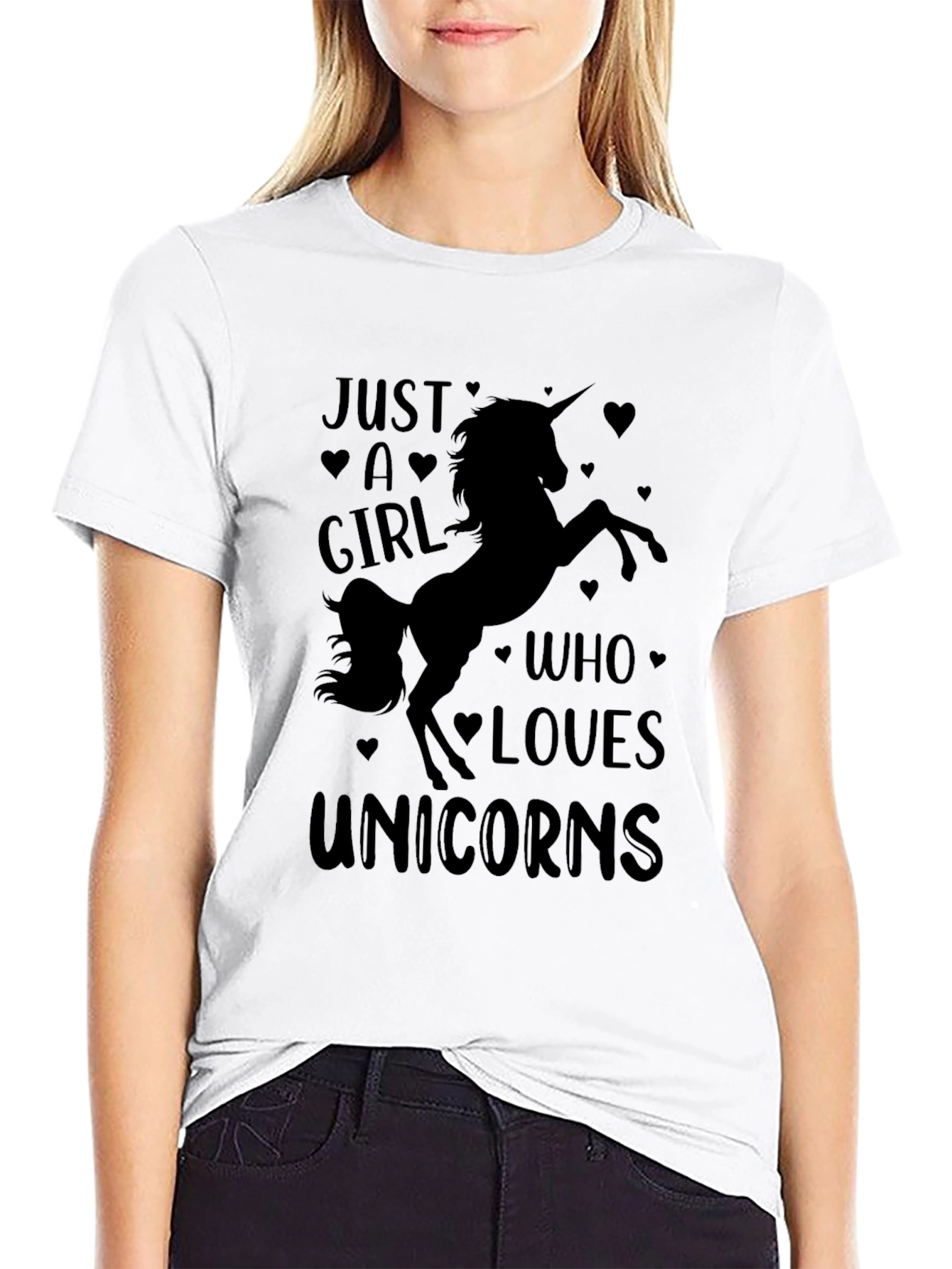 Black Just A Girl Who Loves Unicorns Graphic Tee view 9