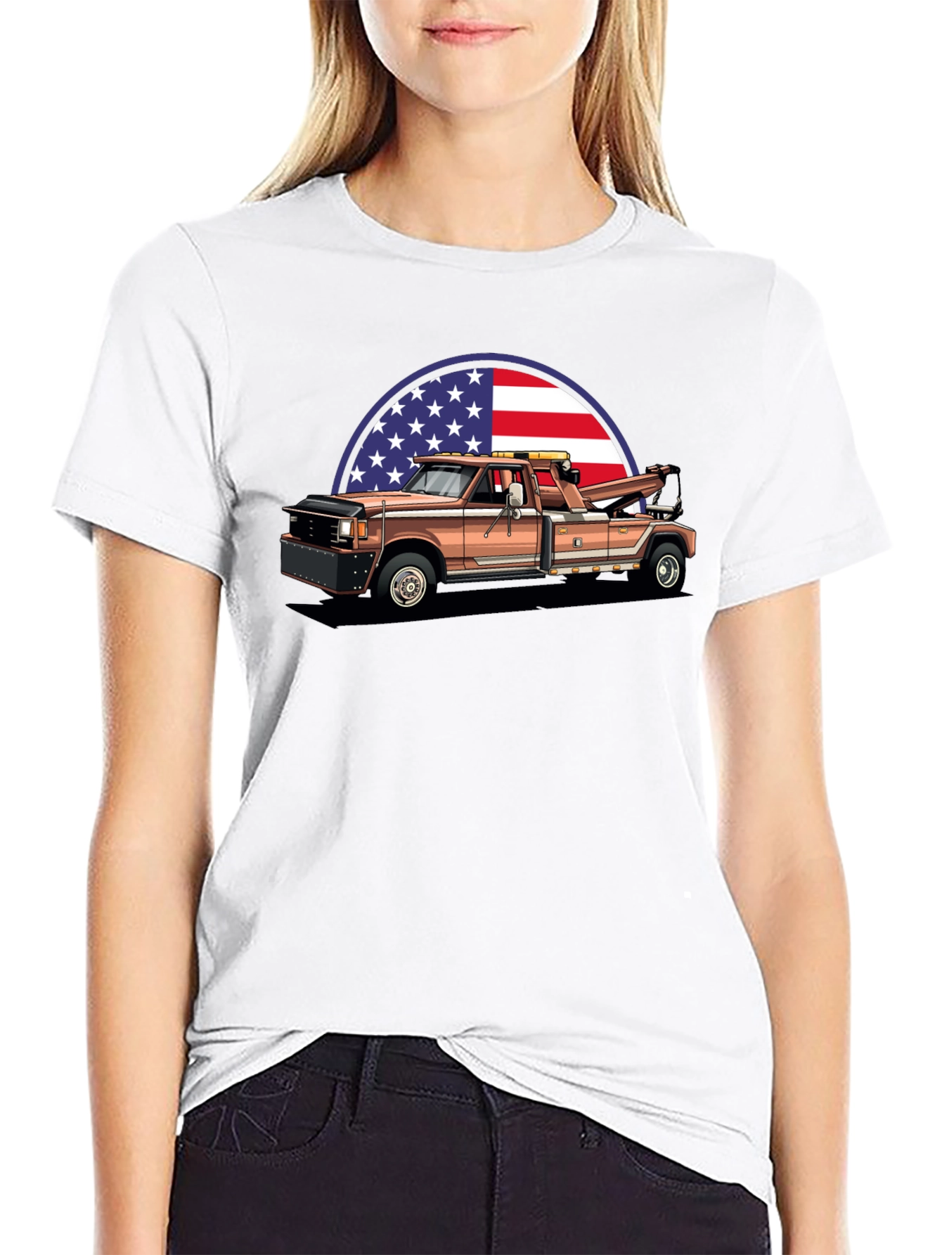 Black American Tow Truck Graphic Tee view 9