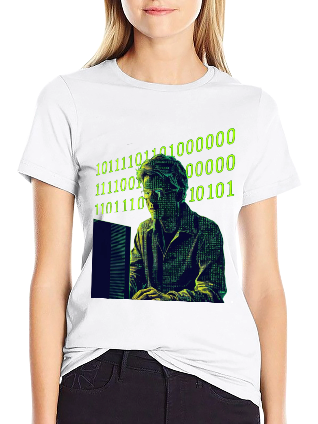 Black Hacker Code Graphic T-Shirt - Black Novelty Tee view 9