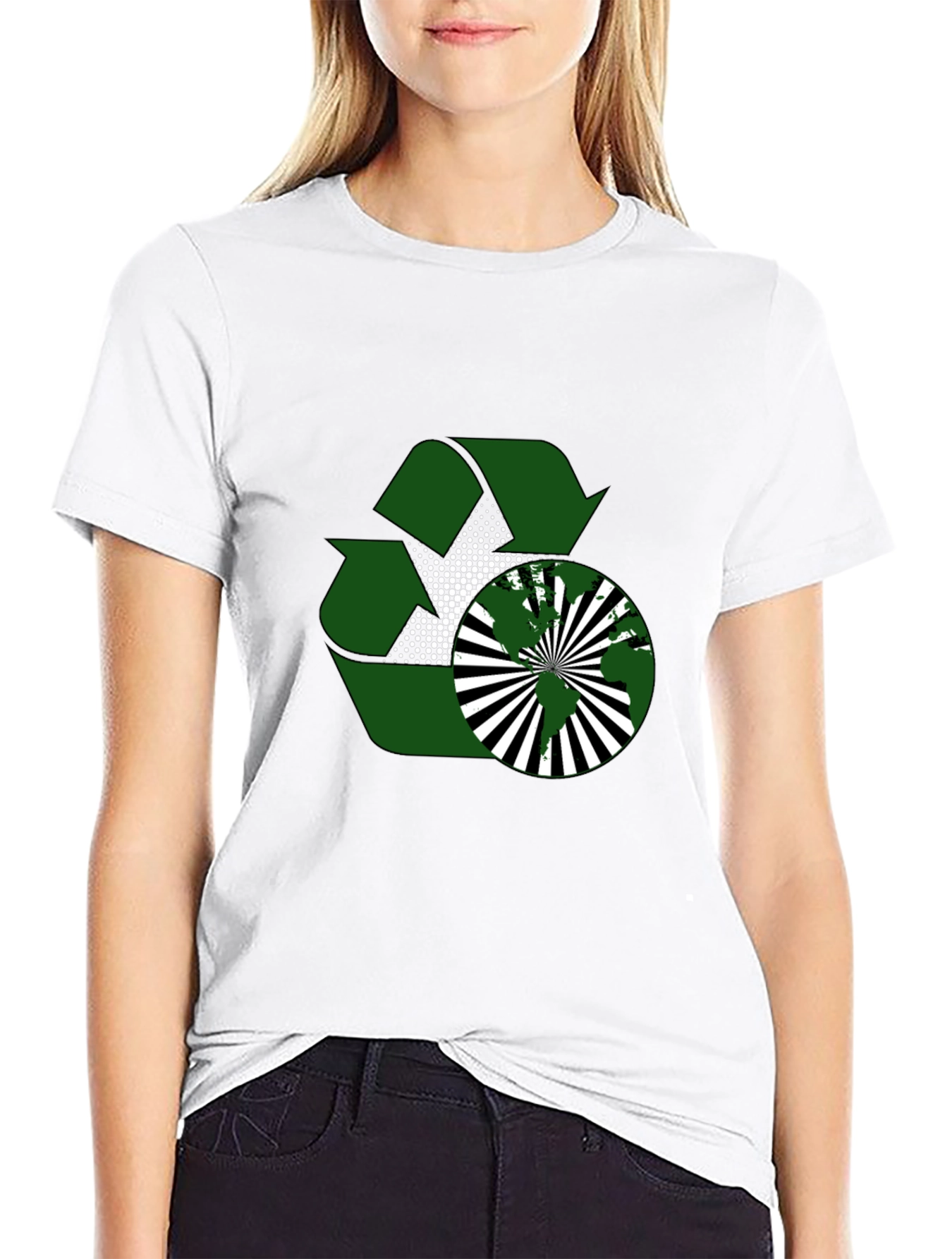 Black Eco-Friendly Recycle Design T-Shirt view 9