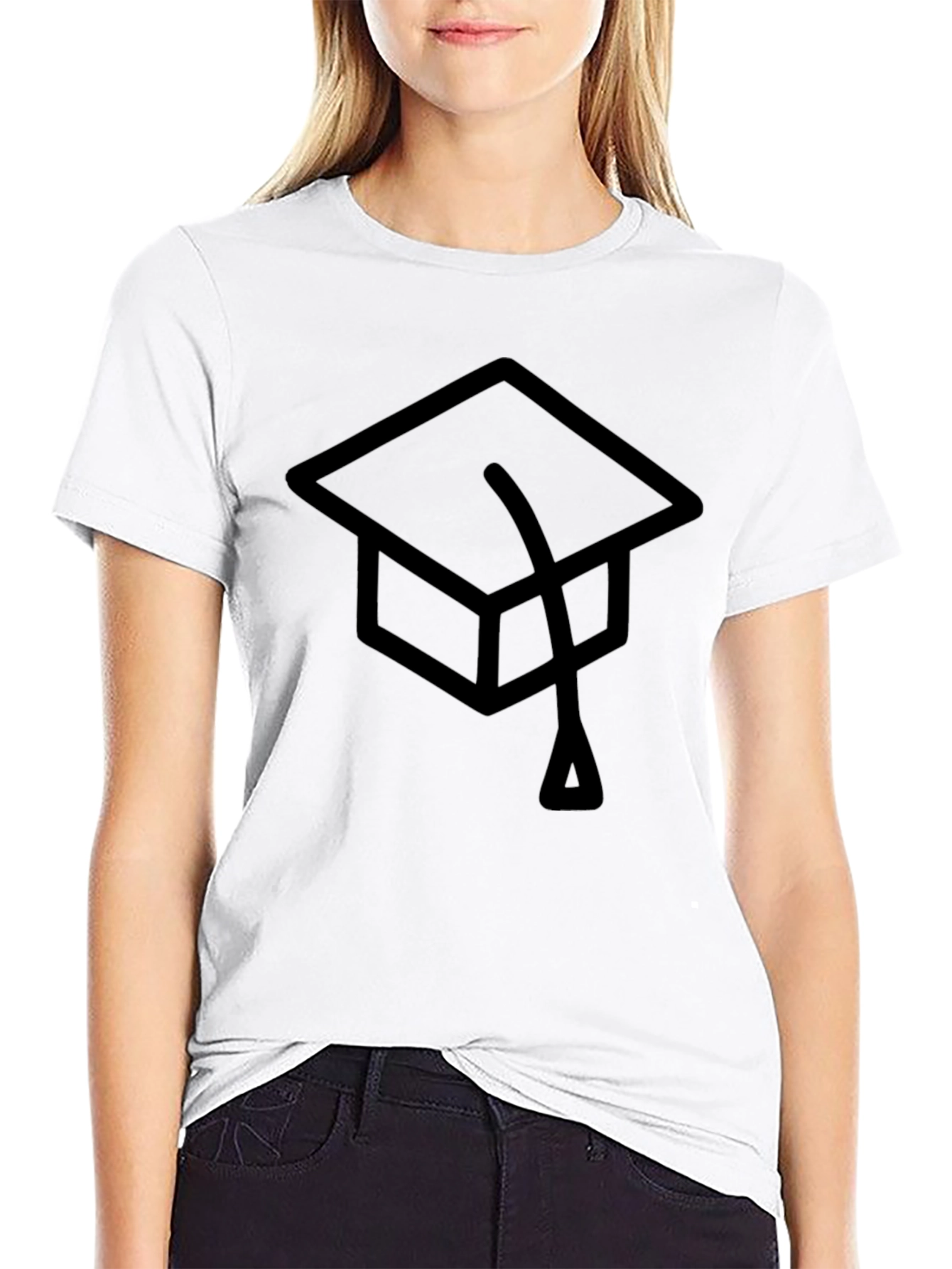 Black Graduation Cap Graphic Tee - Classic Black T-Shirt view 9