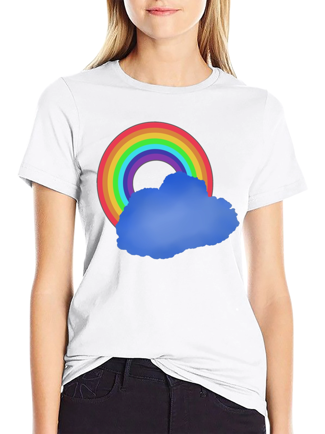 Black Rainbow Cloud Graphic Tee - Black Cotton Comfort view 9