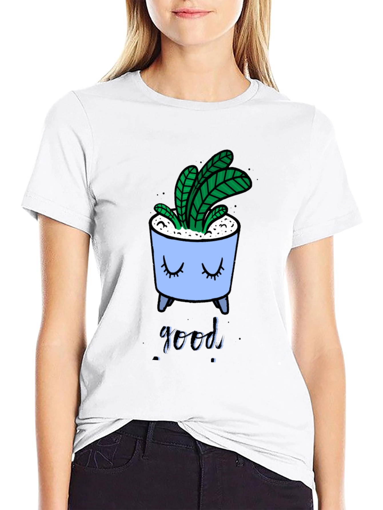 Black Cute Plant Pot Graphic Tee view 9