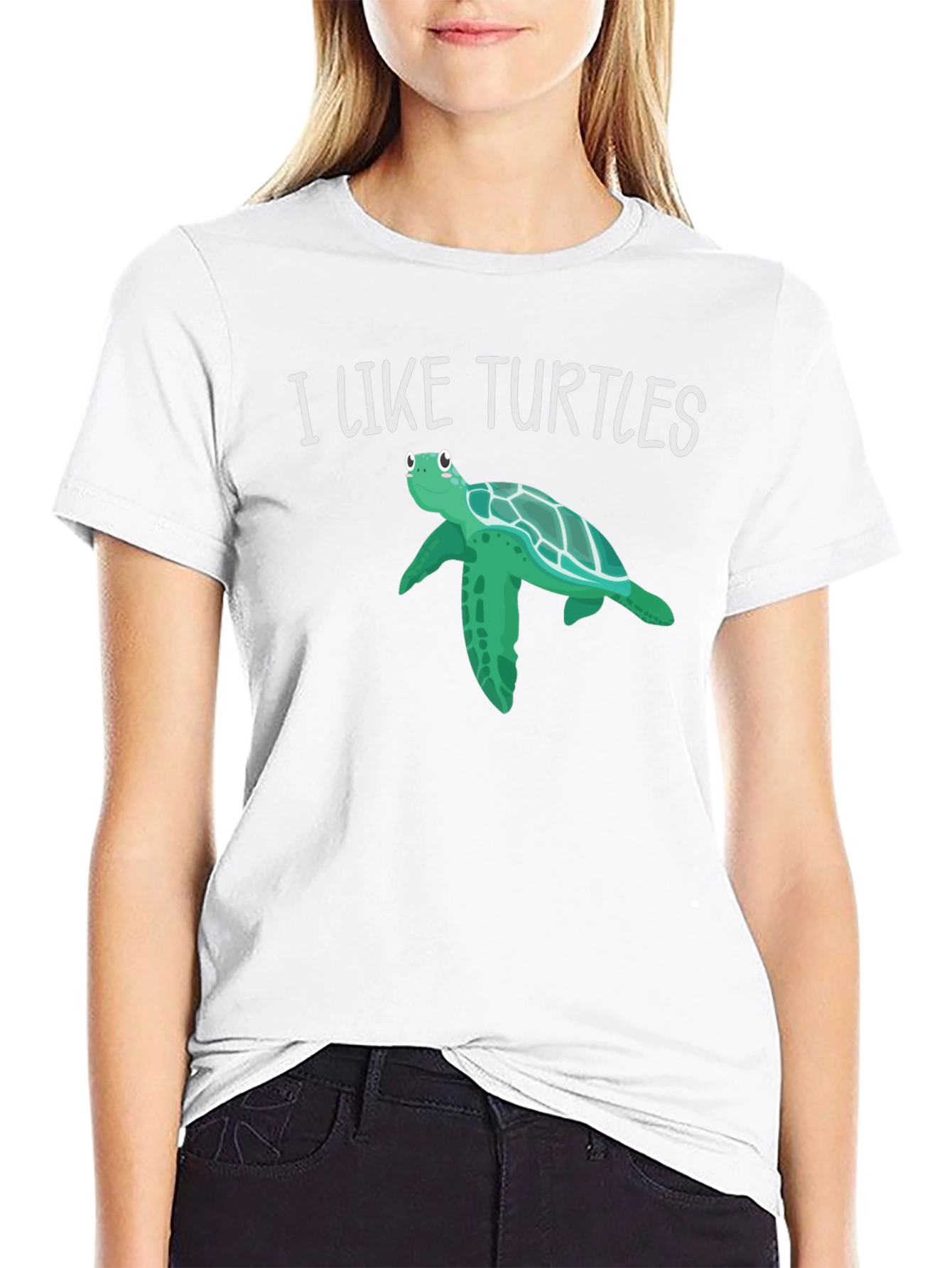 Black I Like Turtles Graphic Tee - Black view 9