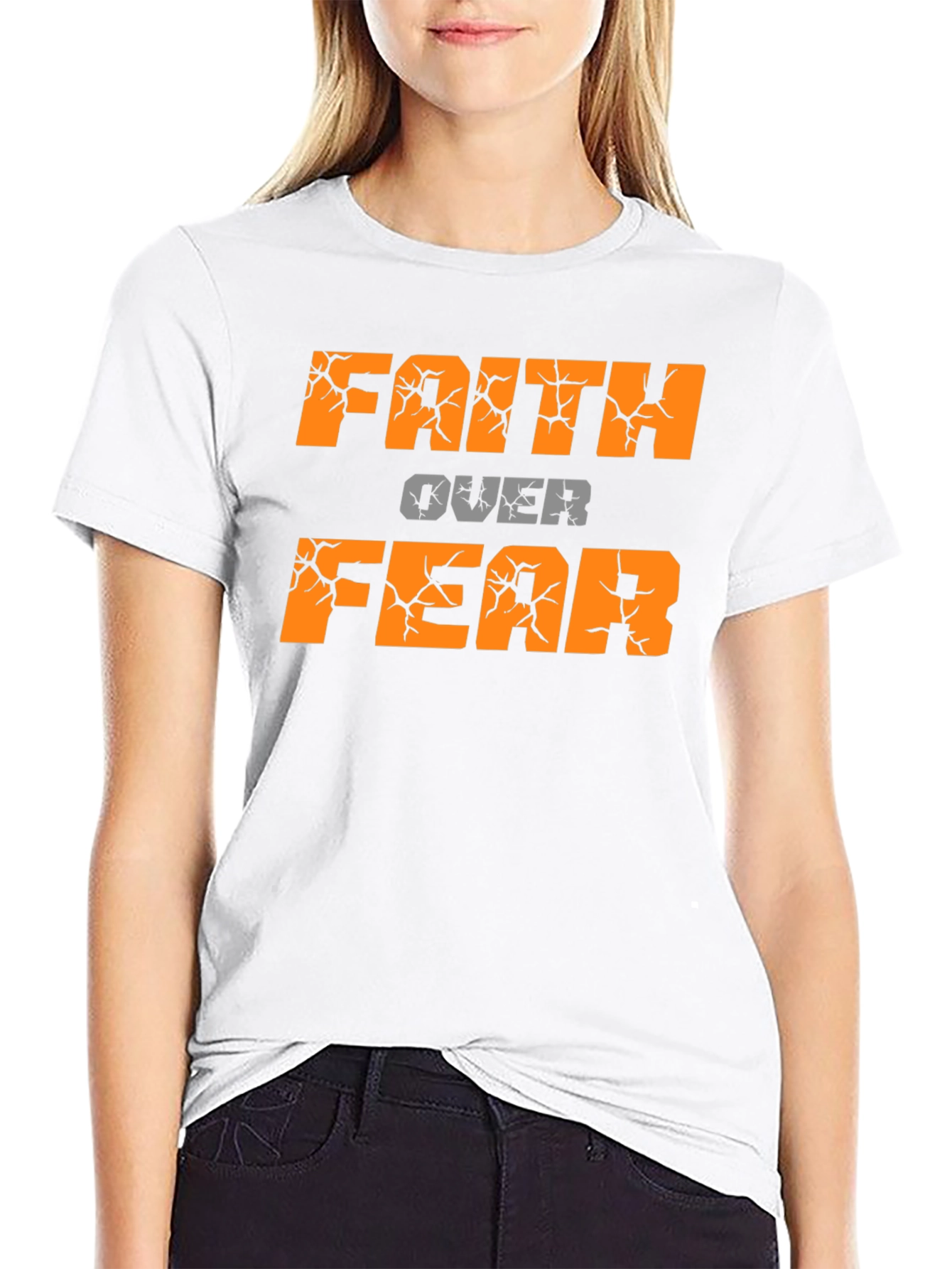 Black Faith Over Fear Black T-Shirt view 9