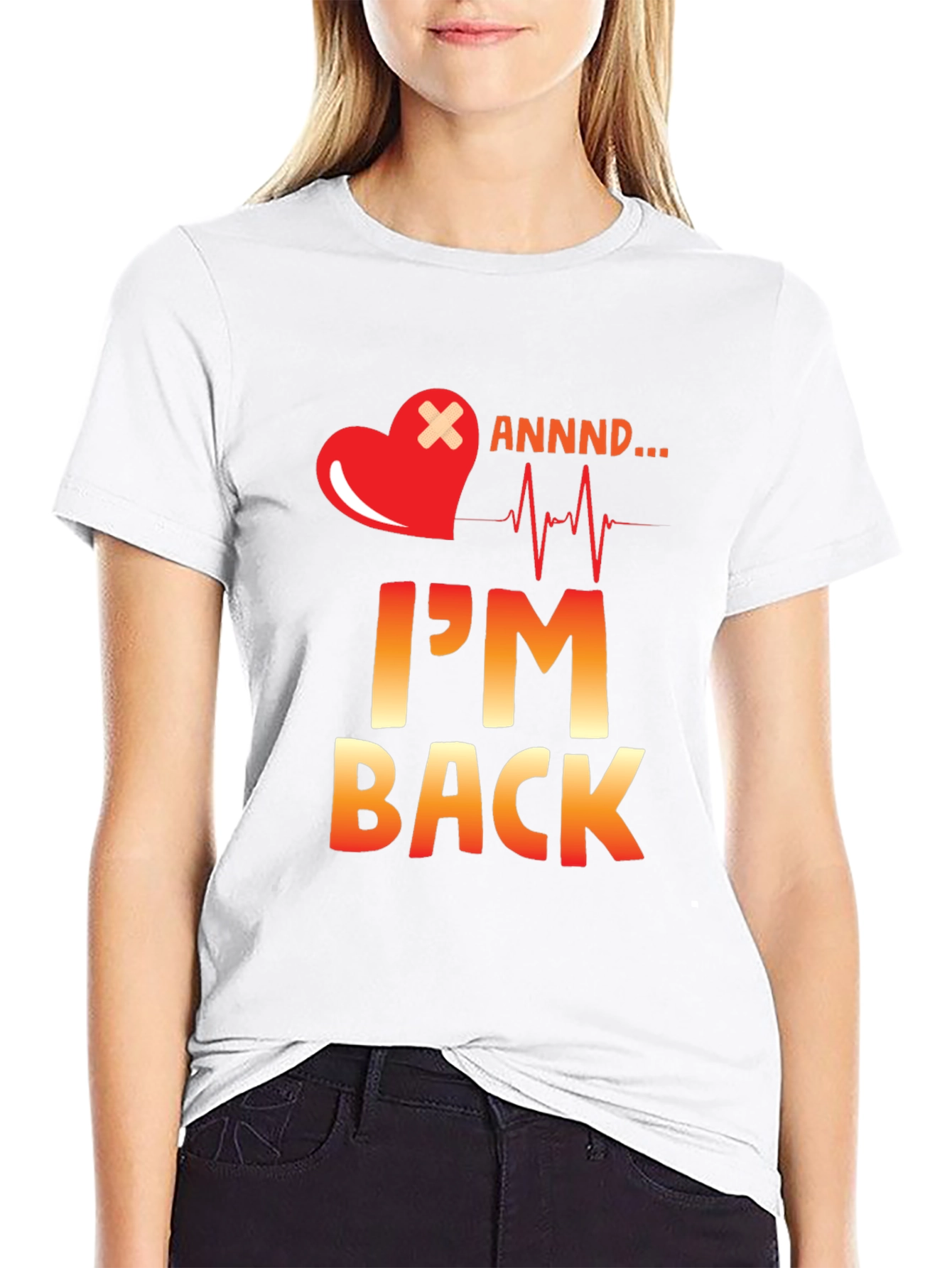 Black I'm Back Heartbeat Graphic Tee view 9