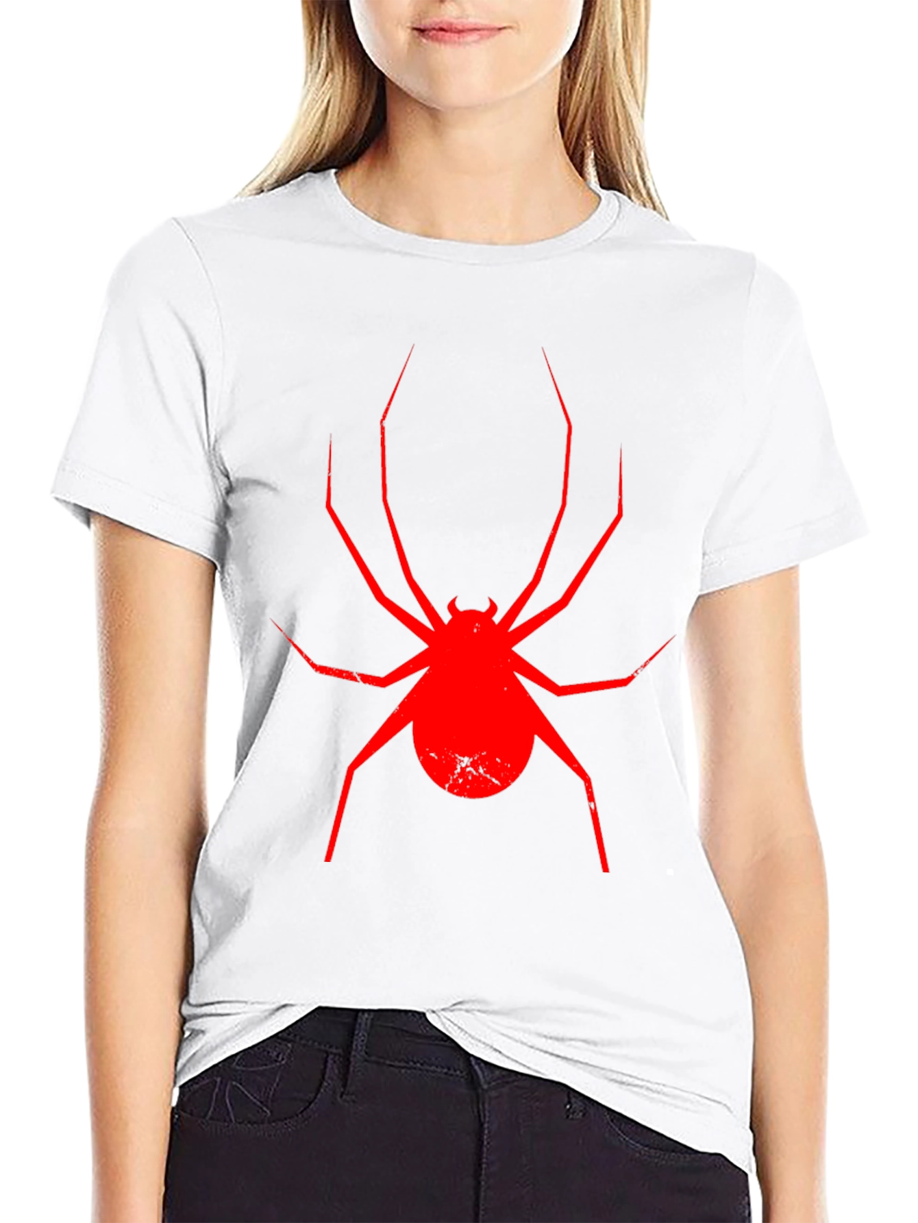 Red Spider Graphic Black T-Shirt - 9