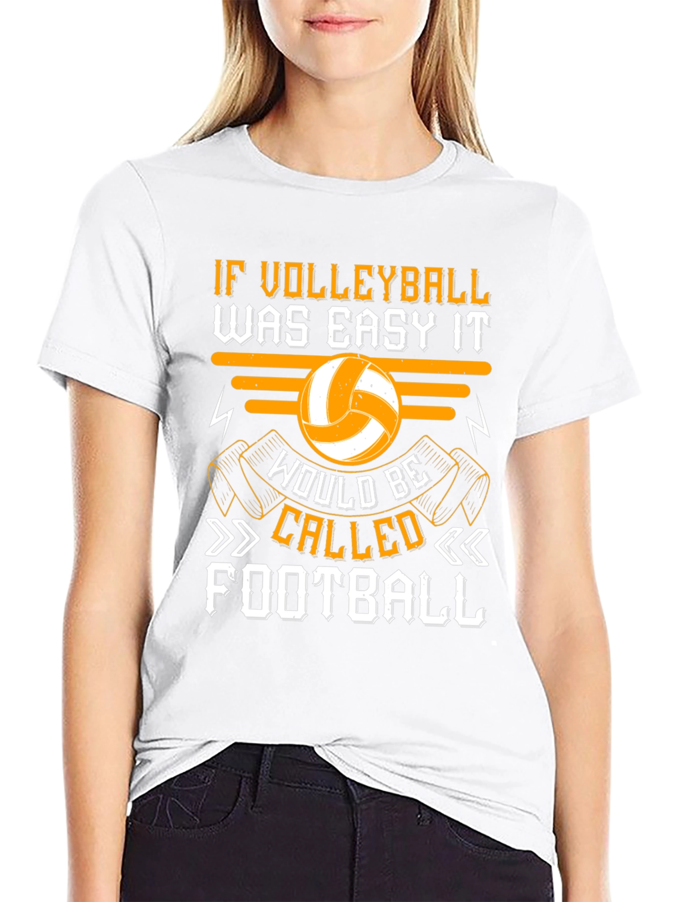 Black Volleyball Graphic T-Shirt - "If Volleyball Was Easy" Design view 9