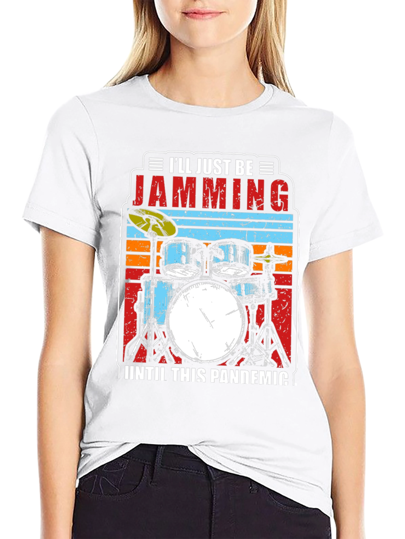 Black Jamming Pandemic T-Shirt - Musician Drummer Tee view 9