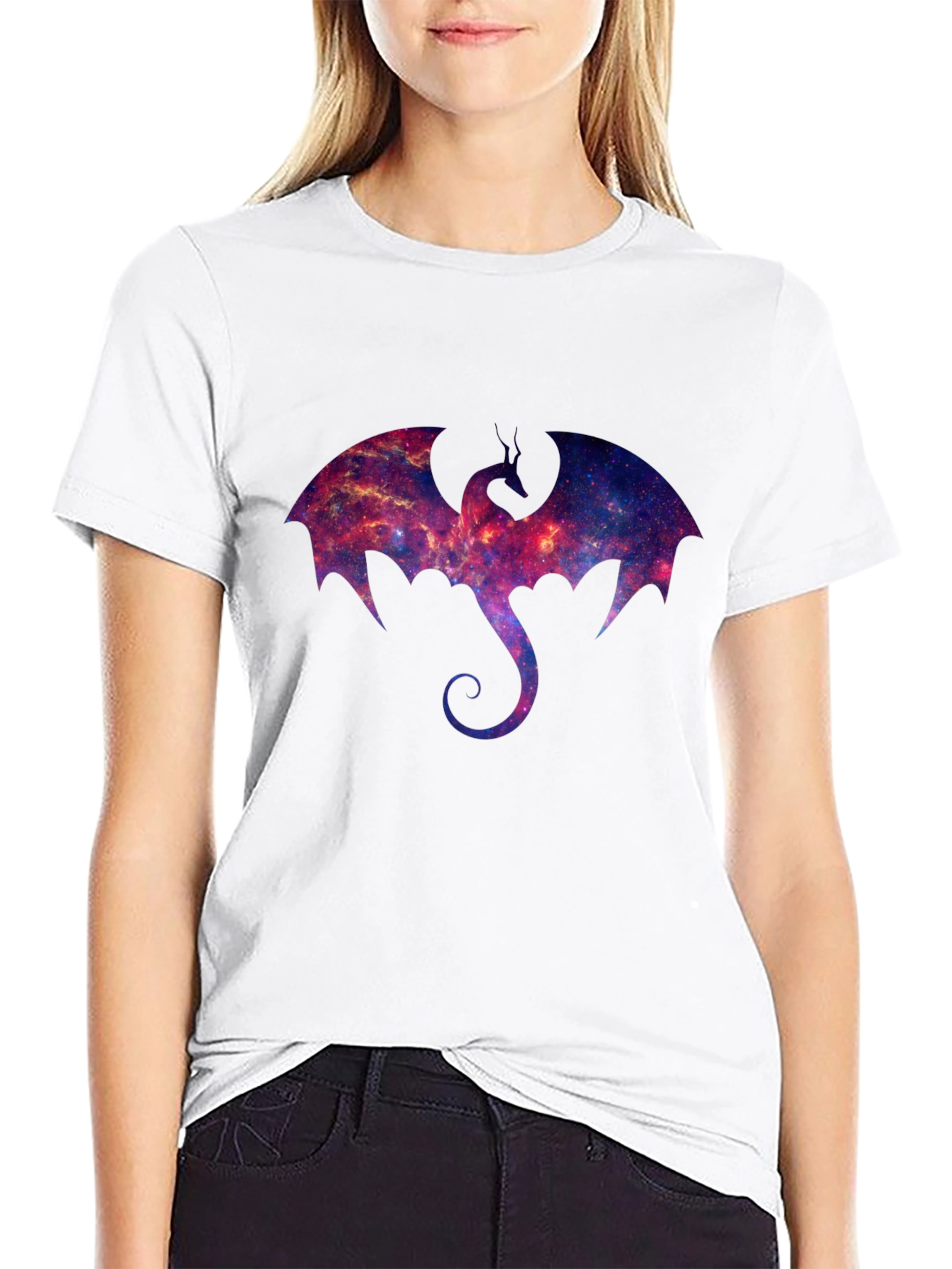 Black Galaxy Dragon Graphic T-Shirt view 9