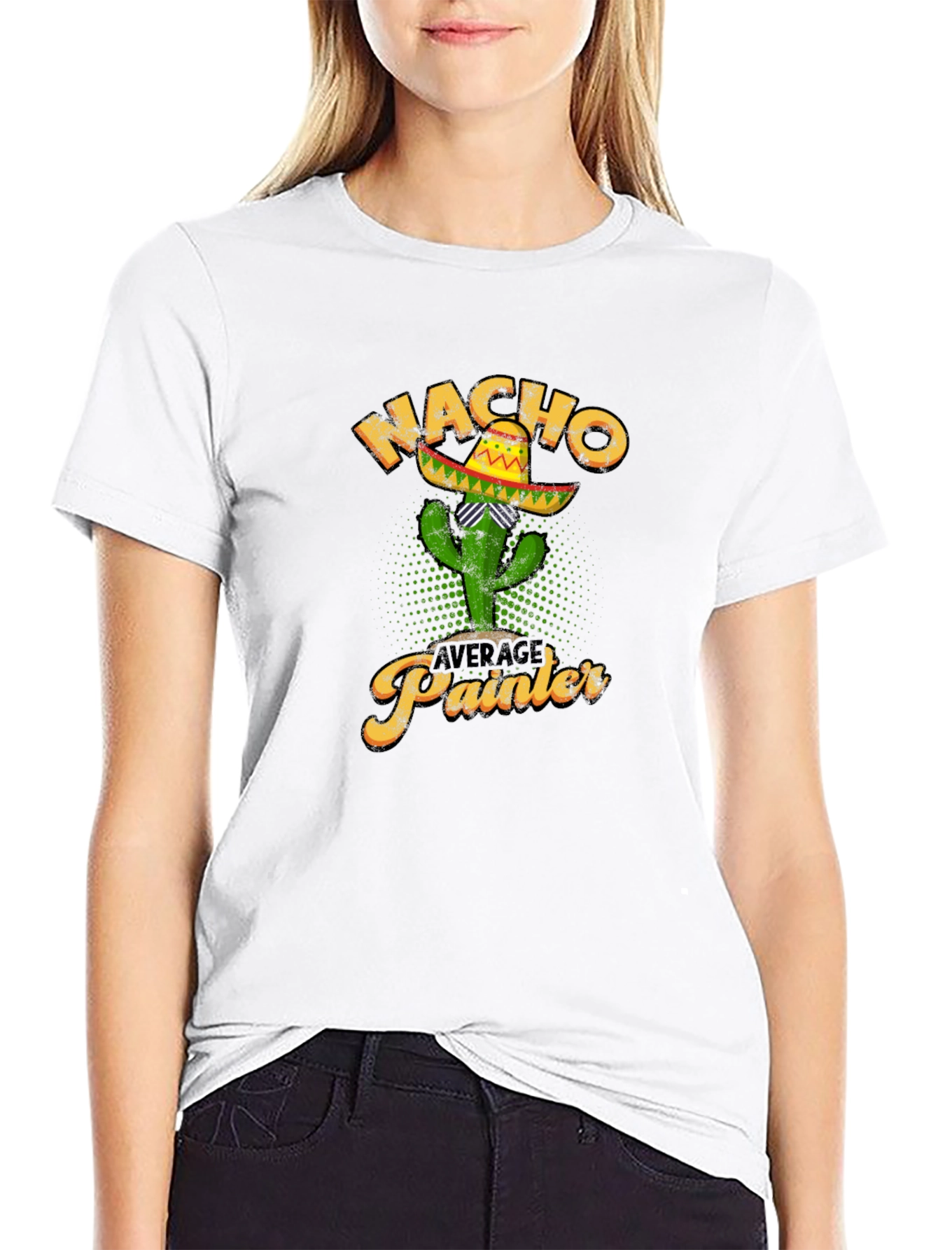 Black Nacho Average Painter Cactus T-Shirt view 9
