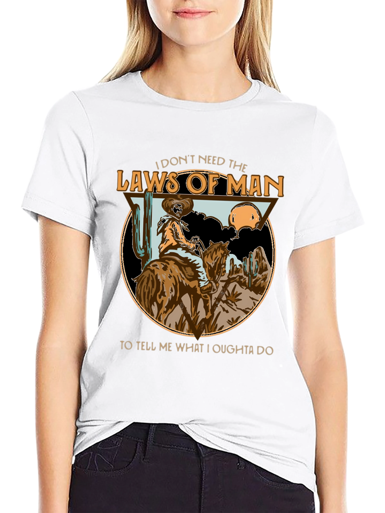 Black Cowboy Laws of Man T-Shirt view 9