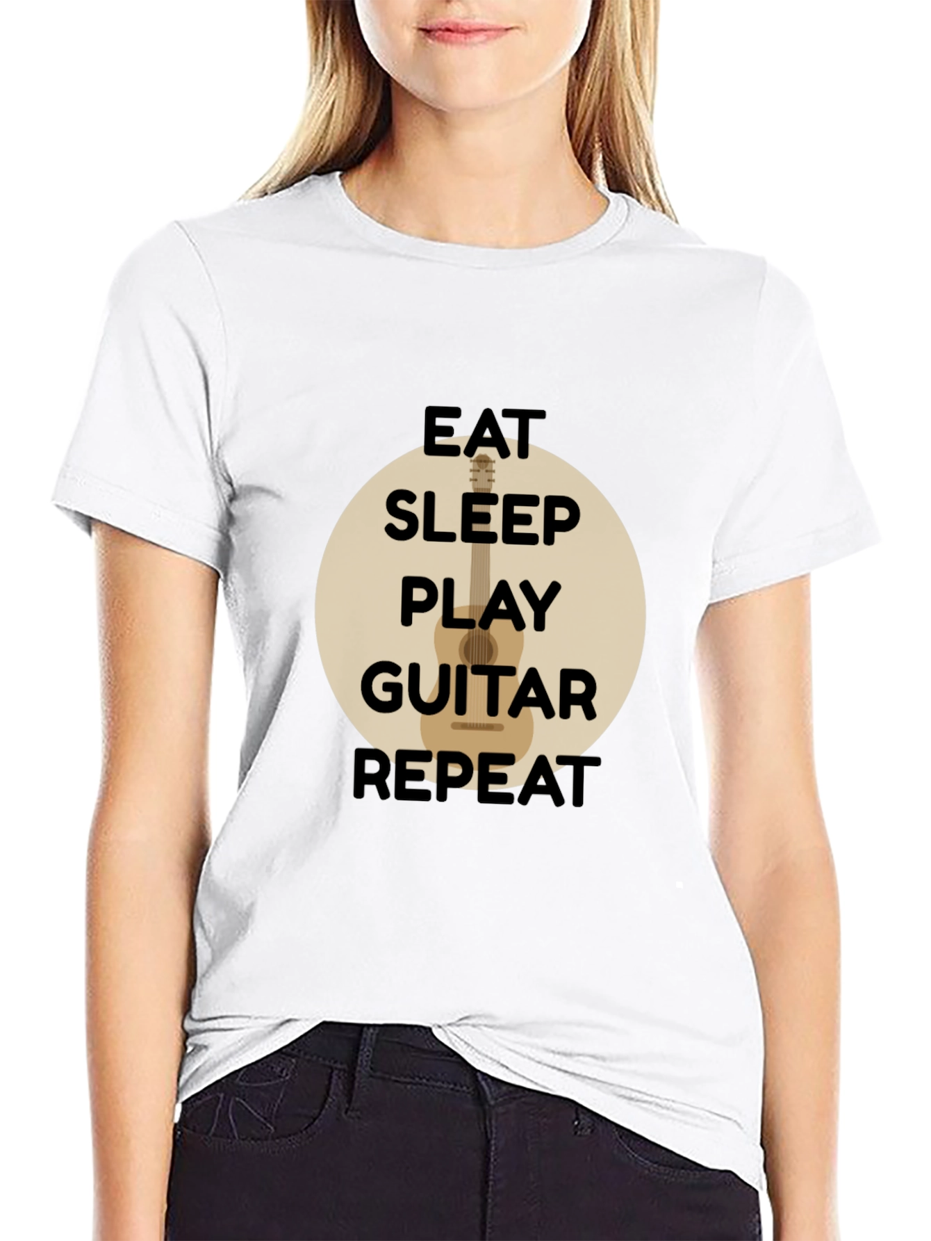 Black Eat Sleep Play Guitar Repeat Black T-Shirt view 9