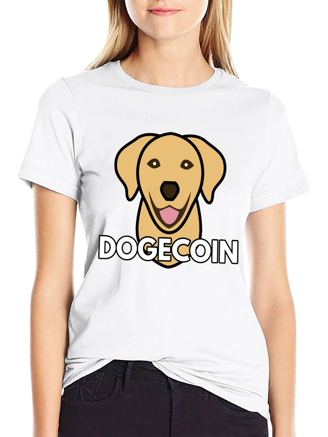 Black Dogecoin Dog Head Black T-Shirt view 9