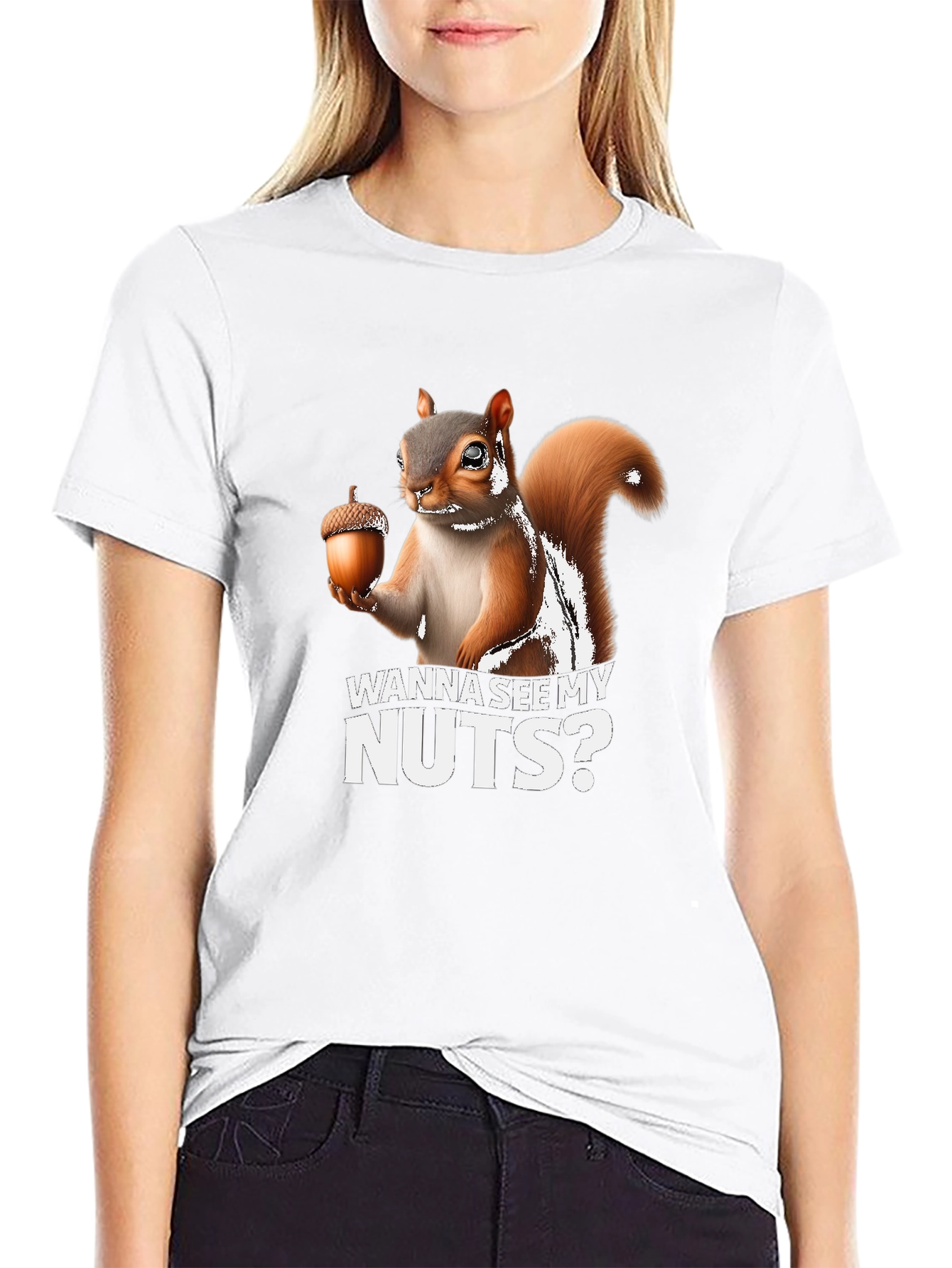 Black Funny Squirrel Wanna See My Nuts T-Shirt view 9