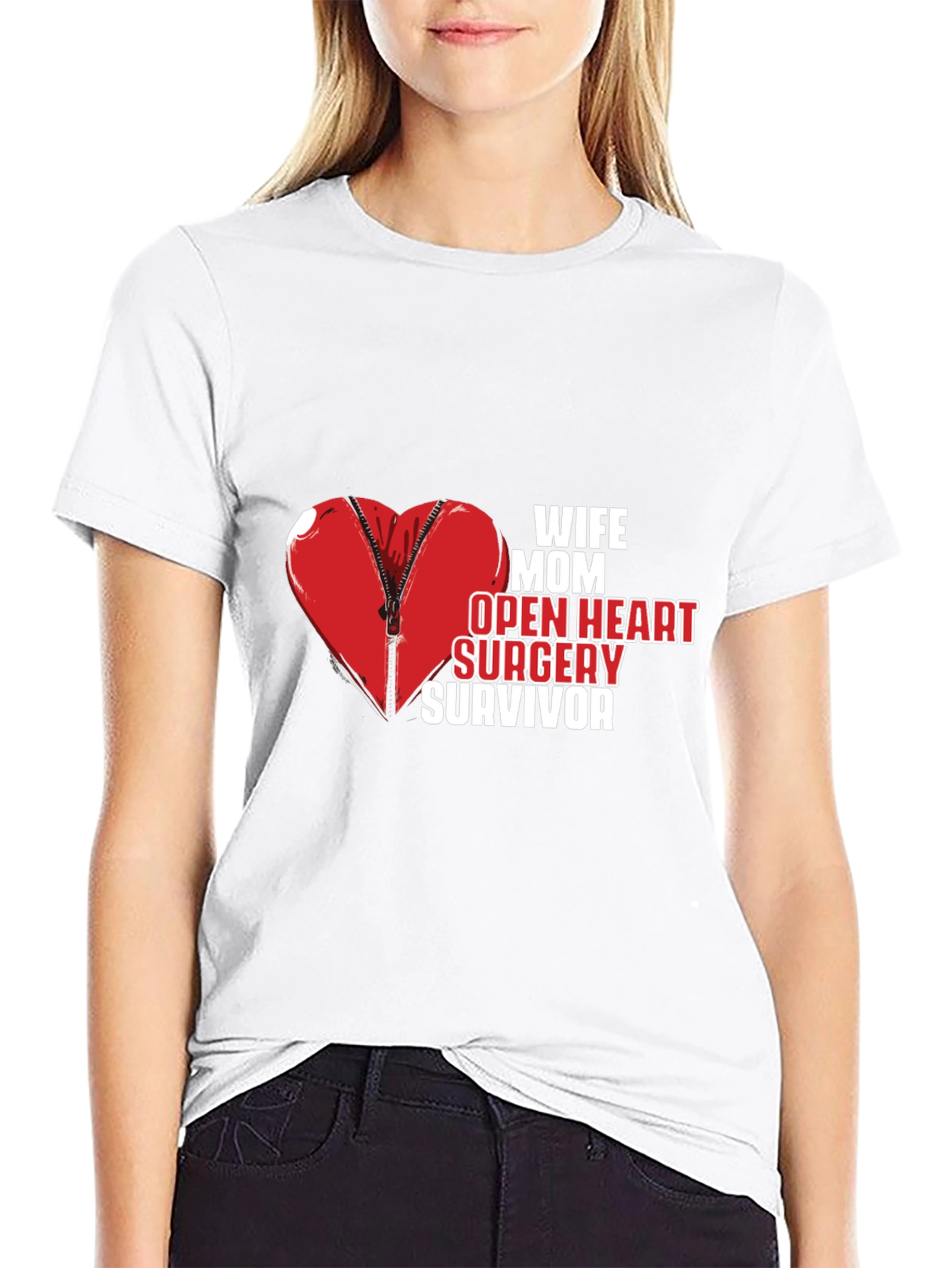 Wife Mom Open Heart Surgery Survivor Tee - 9
