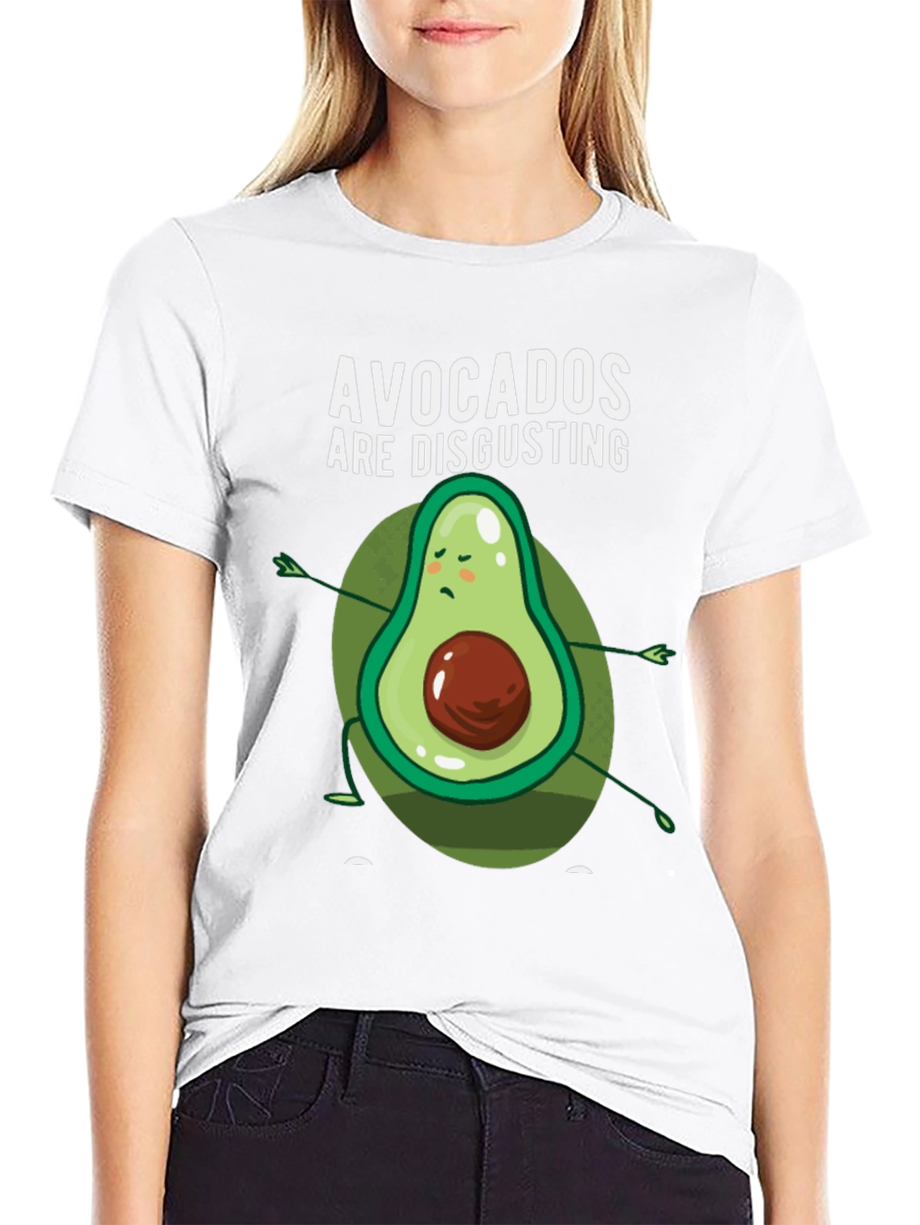 Black Funny Avocado Graphic Tee - 'Avocados Are Disgusting' T-Shirt view 9