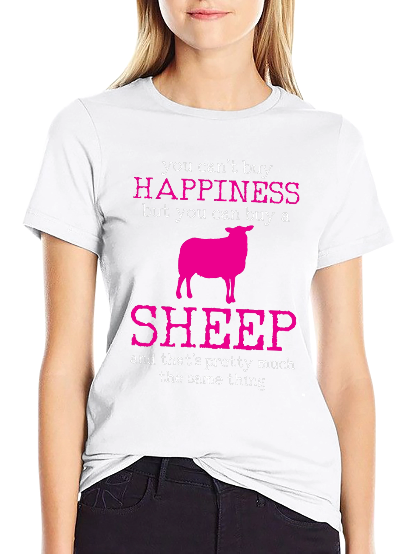Black Happiness Sheep Graphic Tee view 9