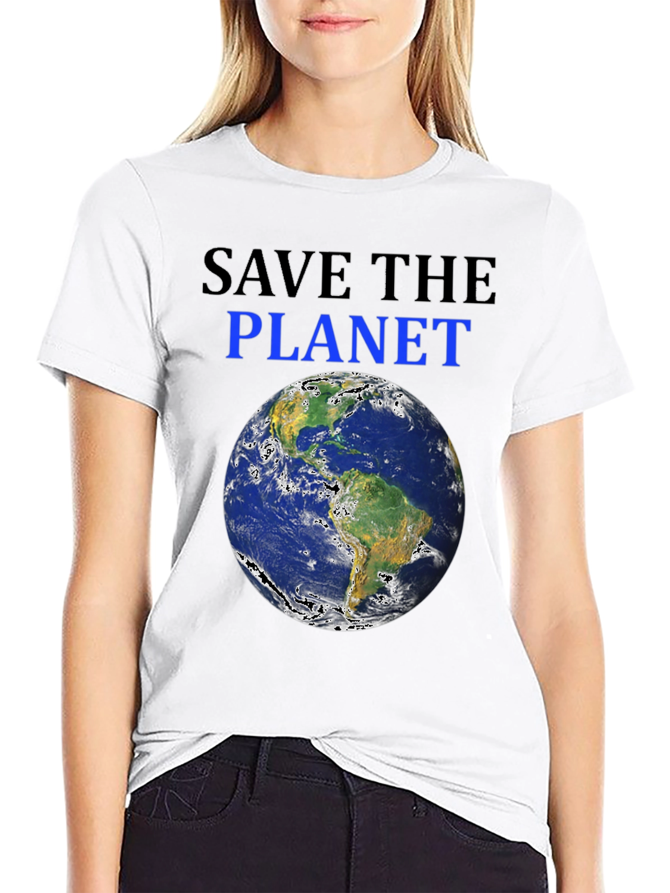 Black Save the Planet Earth Graphic T-Shirt view 9